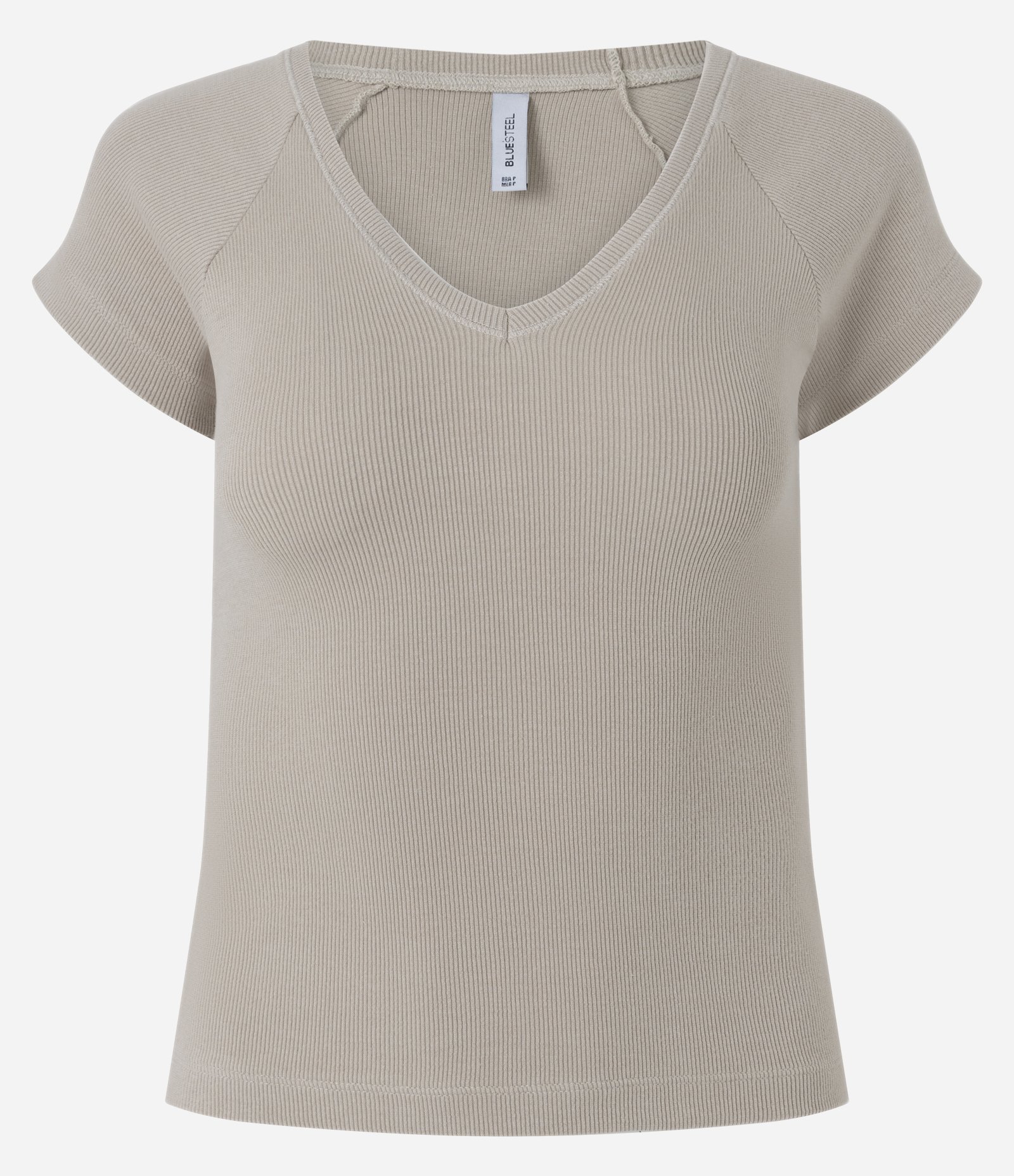 Blusa em Modal Raglan com Decote V Bege 2