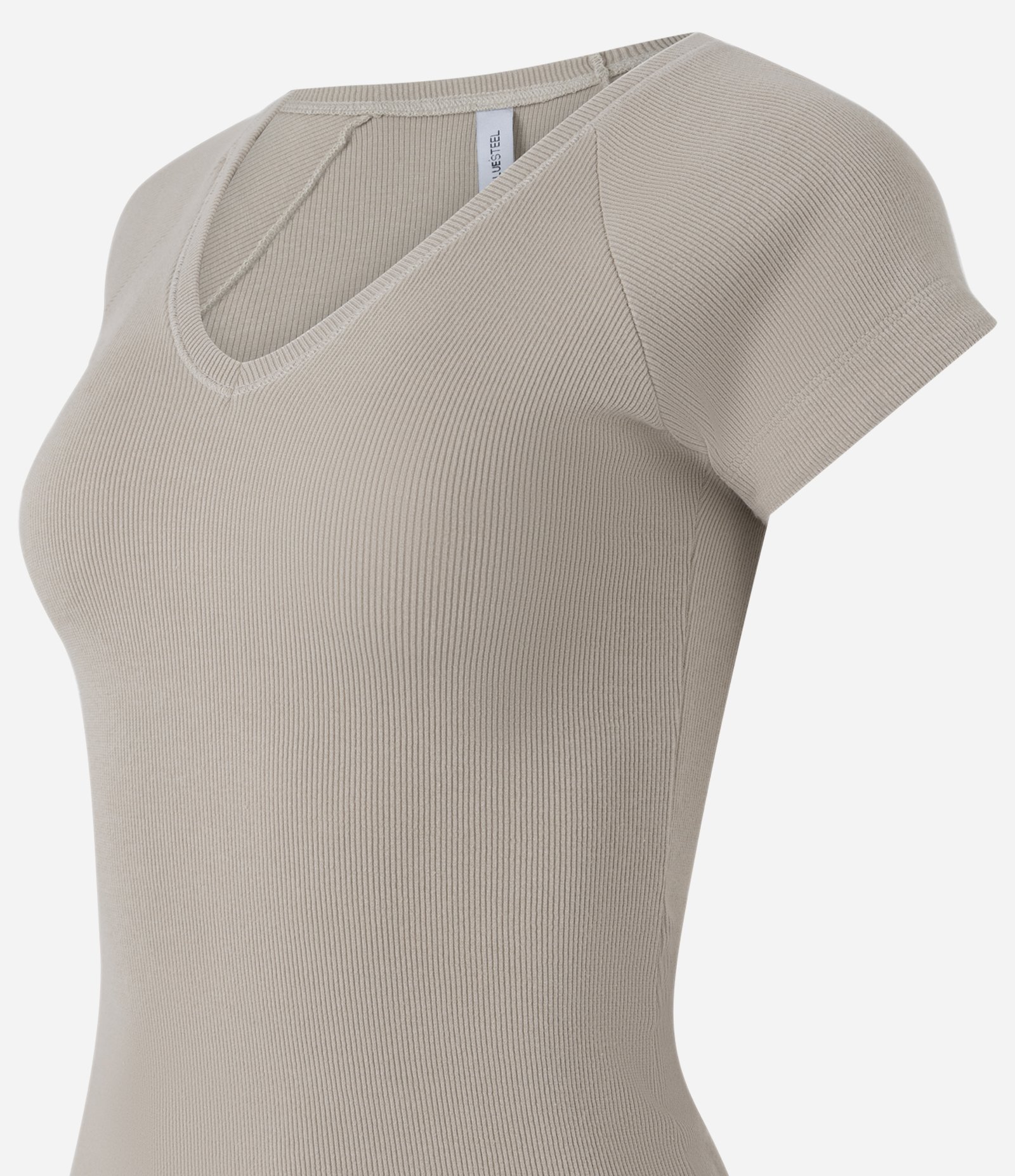 Blusa em Modal Raglan com Decote V Bege 3