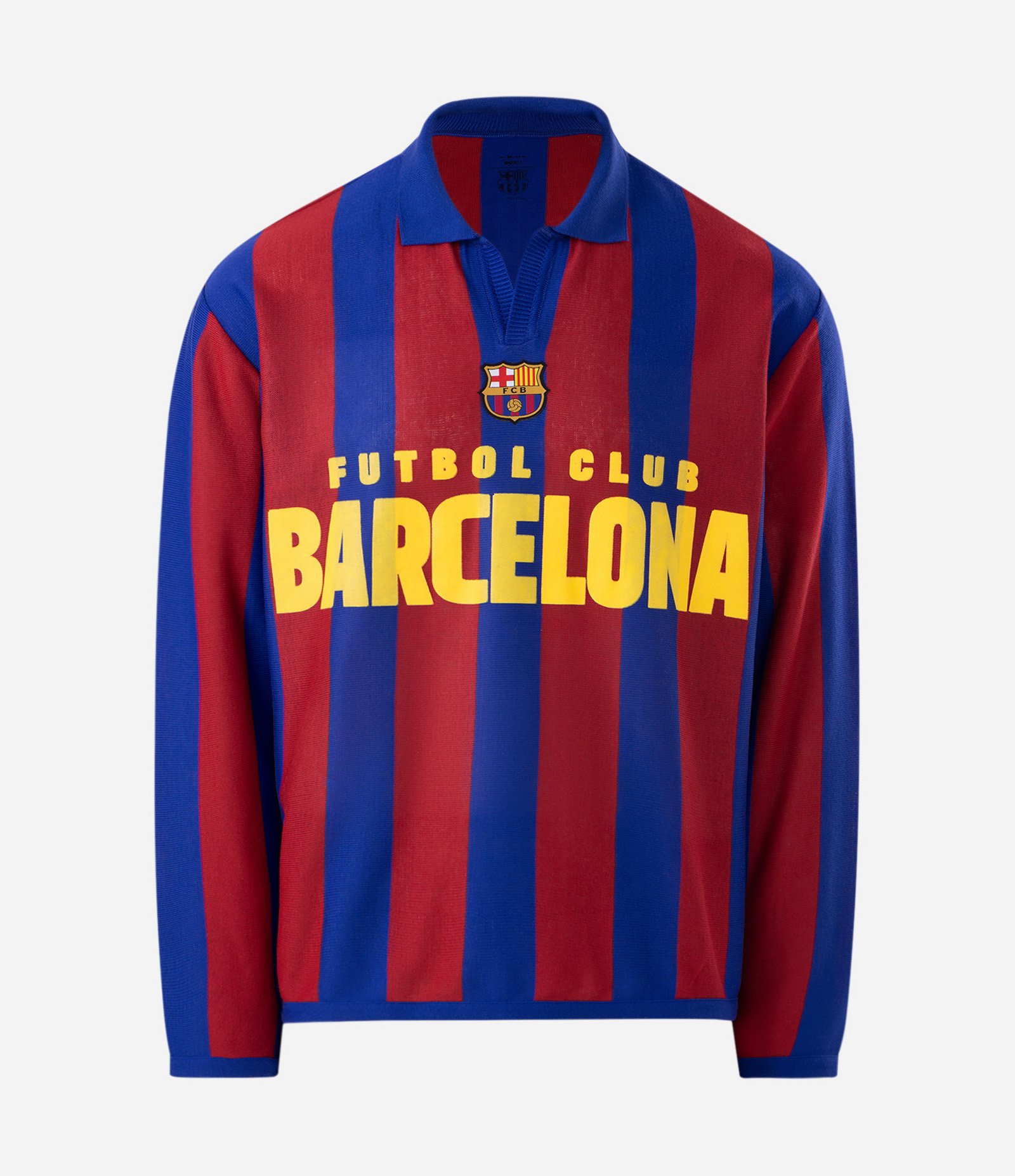 Camiseta Boxy FC Barcelona Listrada com Gola Polo Azul 4