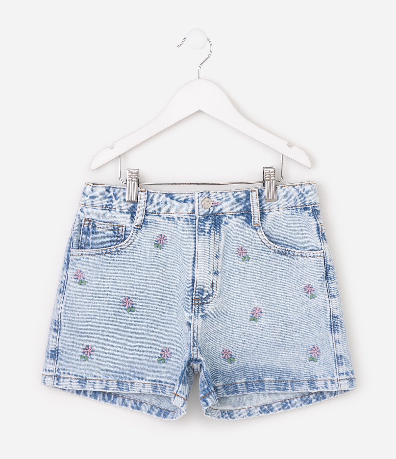 Short Jeans Infantil Em Algodão - Tam 5 a 16 anos Azul médio 2