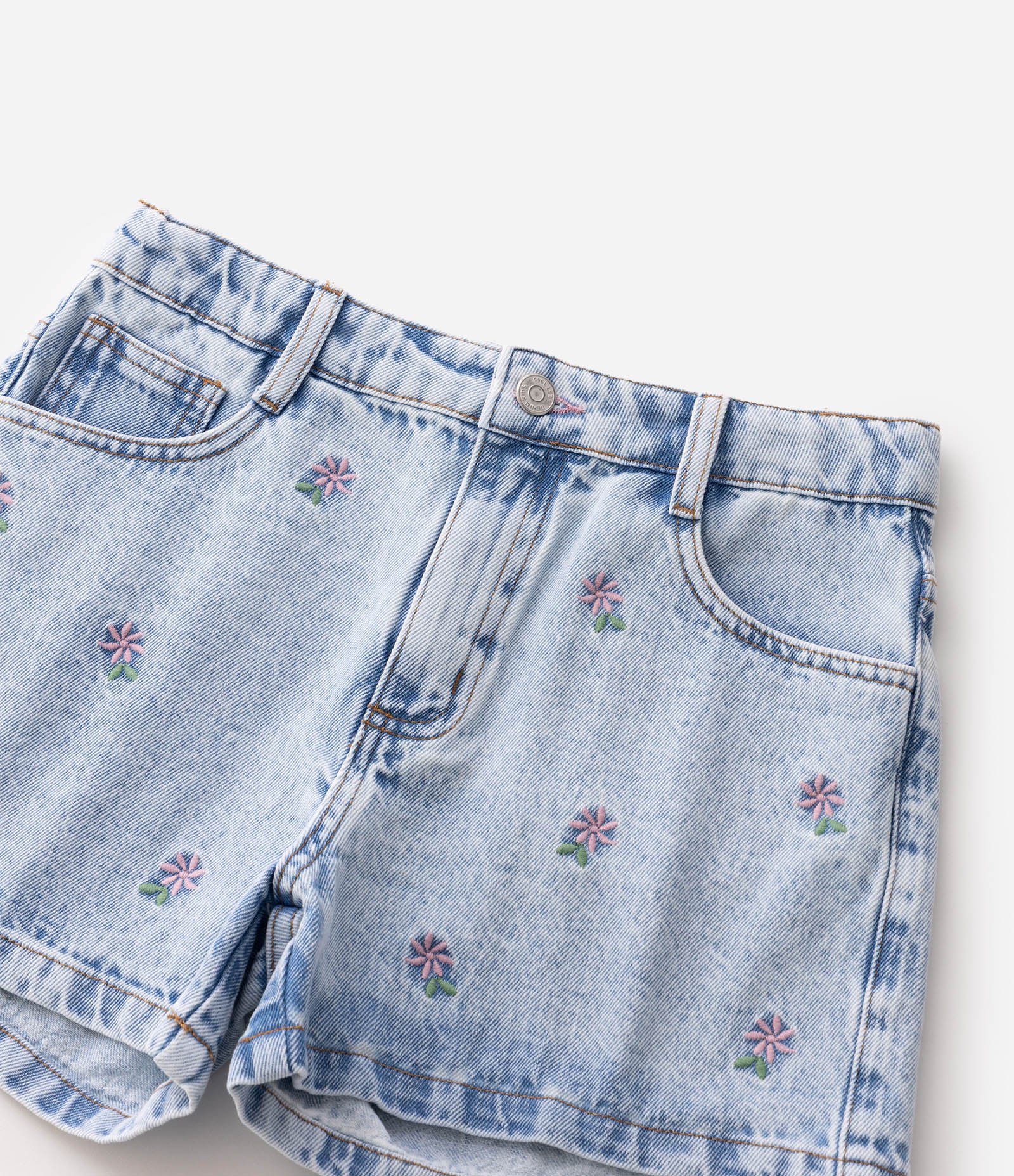 Short Jeans Infantil Em Algodão - Tam 5 a 16 anos Azul médio 5