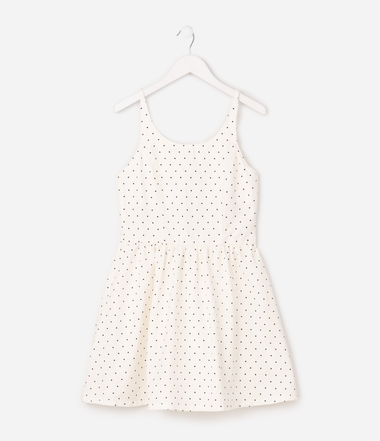 Vestido Infantil Em Sarja com Lastex e Estampa Poa - Tam 5 a 16 Anos Branco 2