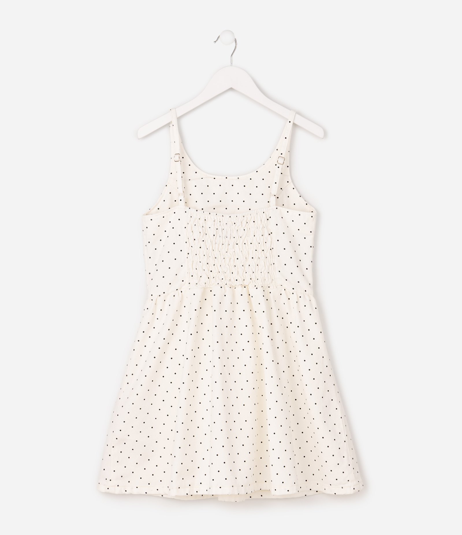 Vestido Infantil Em Sarja com Lastex e Estampa Poa - Tam 5 a 16 Anos Branco 3