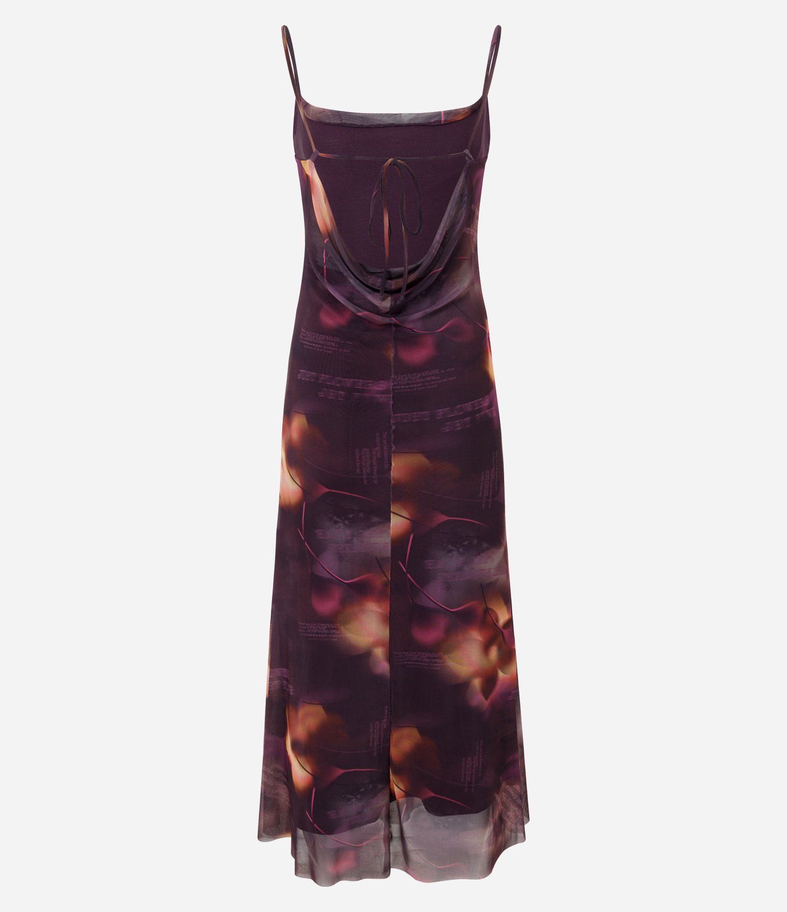 Vestido Midi em Tule Estampado com Costas Abertas e Amarração Roxo 6