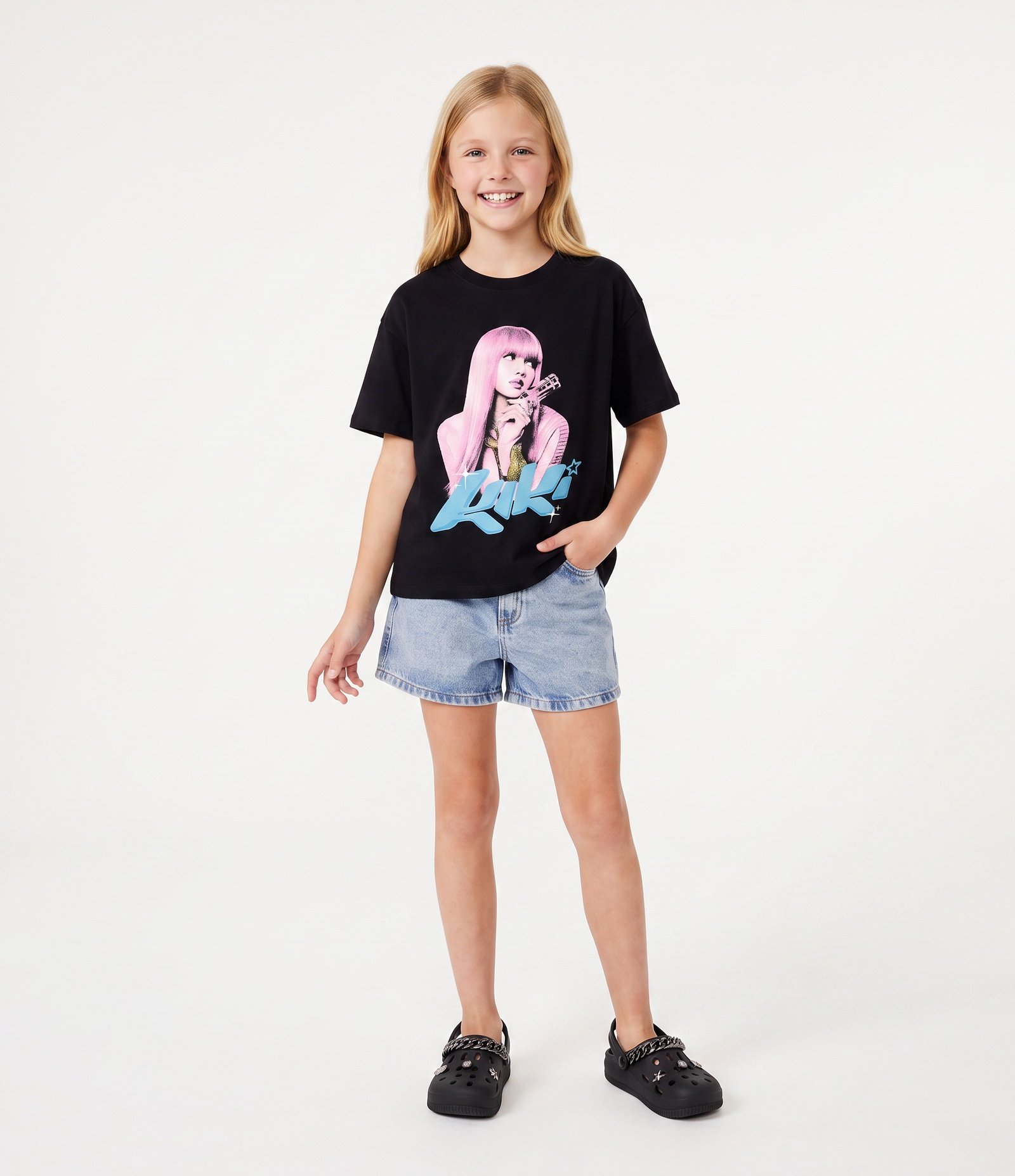 Short Infantil Jeans Básico - Tam 5 a 16 Anos Azul Médio 1