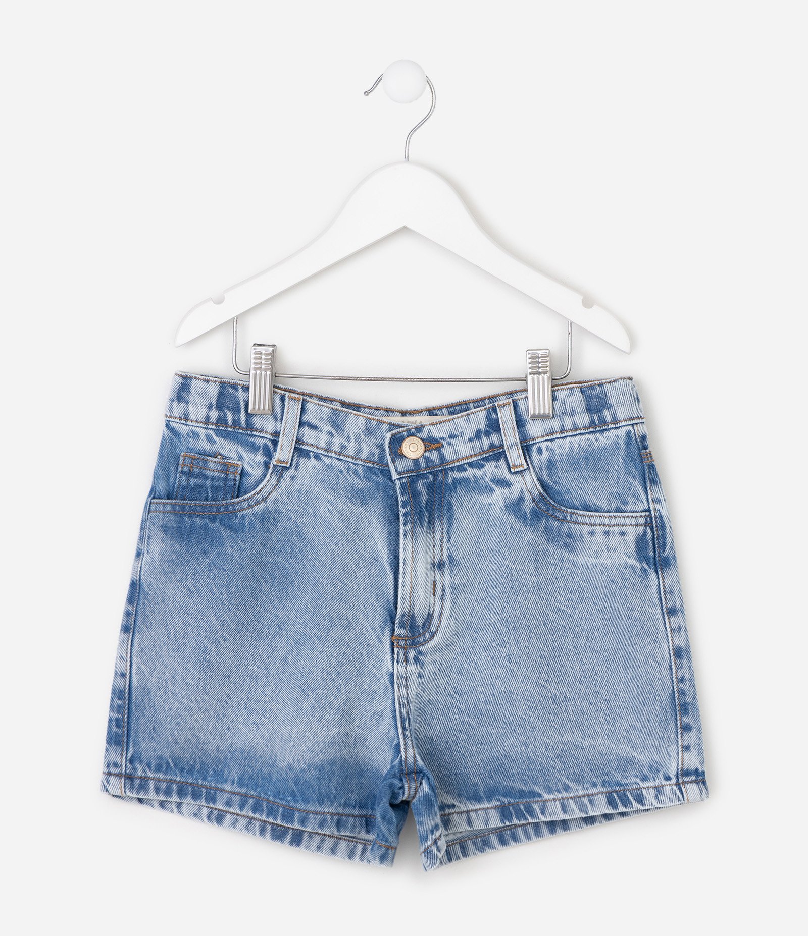 Short Infantil Jeans Básico - Tam 5 a 16 Anos Azul Médio 2
