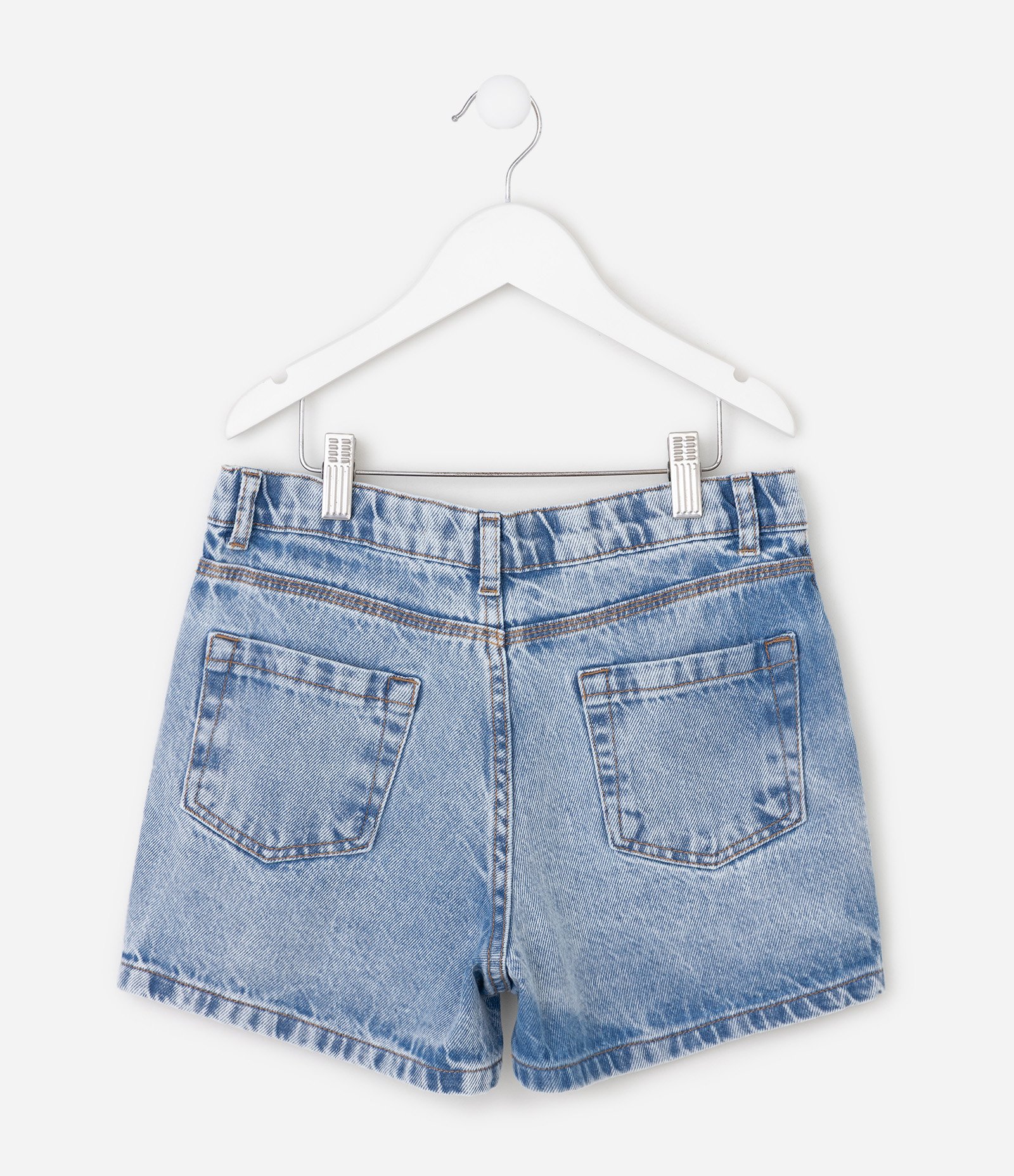 Short Infantil Jeans Básico - Tam 5 a 16 Anos Azul Médio 3