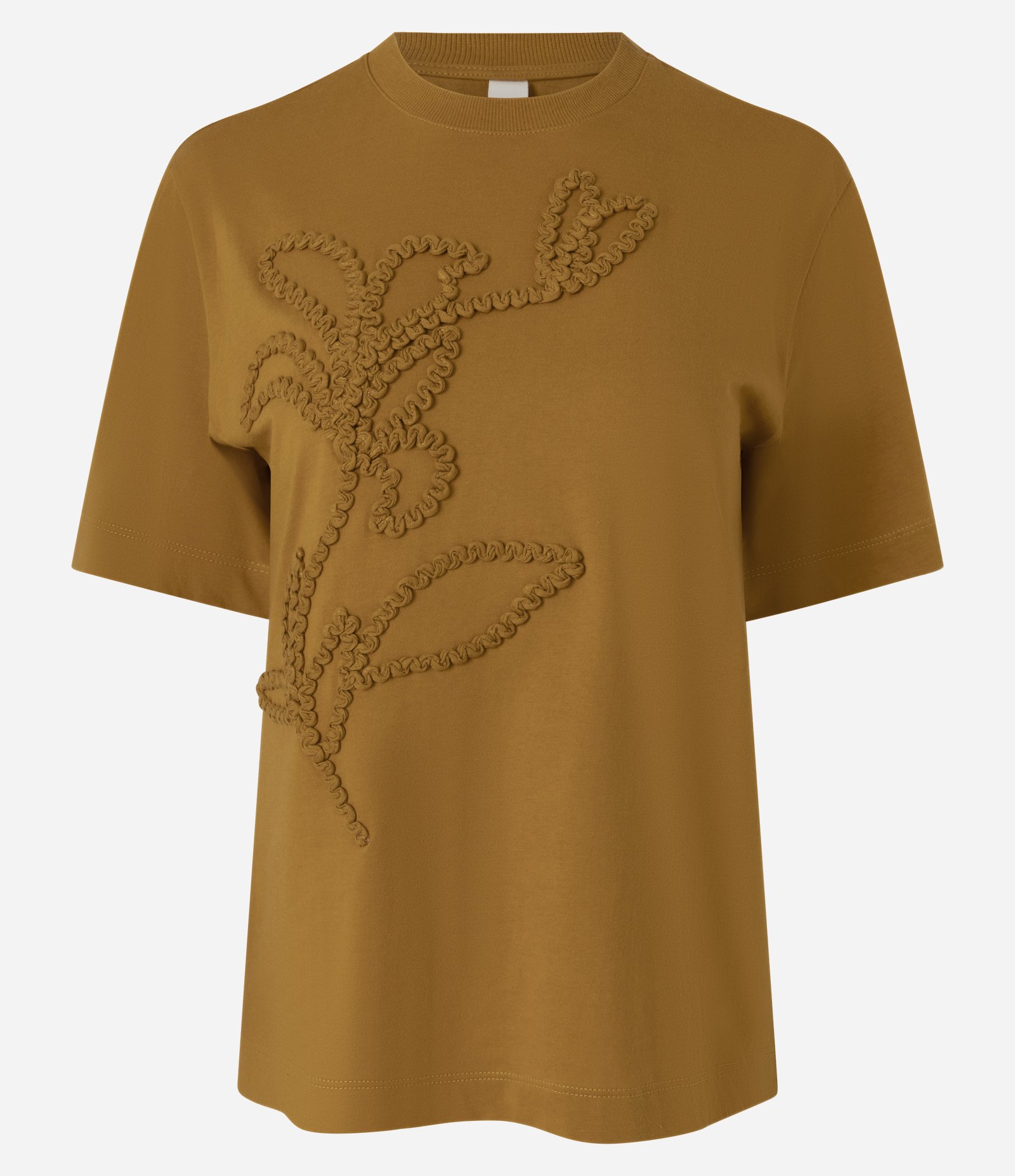 Blusa em Algodão com Bordado Floral Aplicado Marrom 5