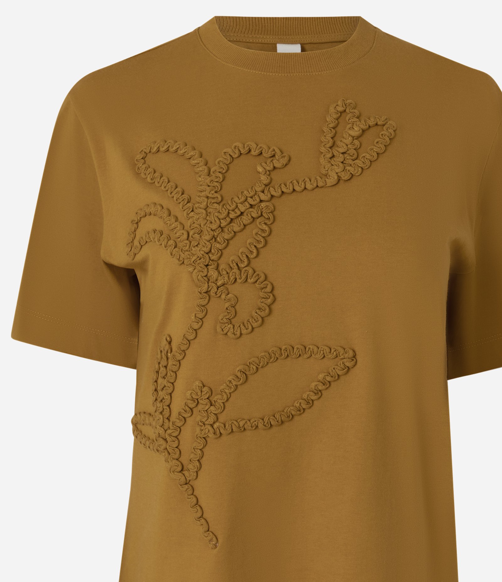 Blusa em Algodão com Bordado Floral Aplicado Marrom 6