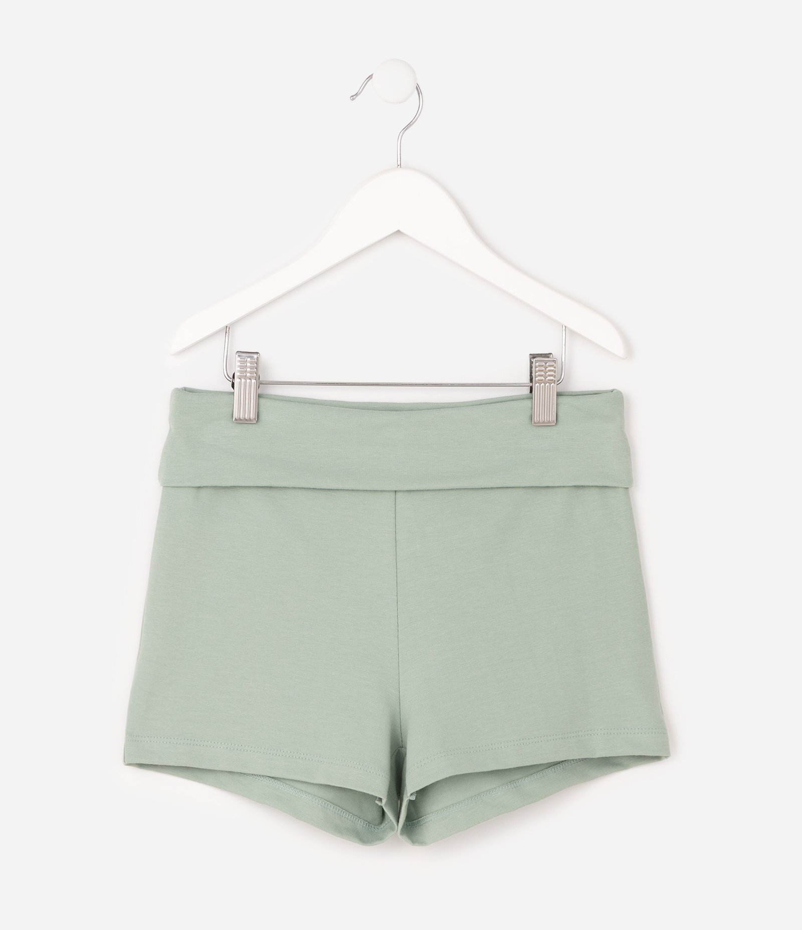 Bermuda Infantil em Cotton com Cós Dobrado - Tam 5 a 16 Anos Verde 2