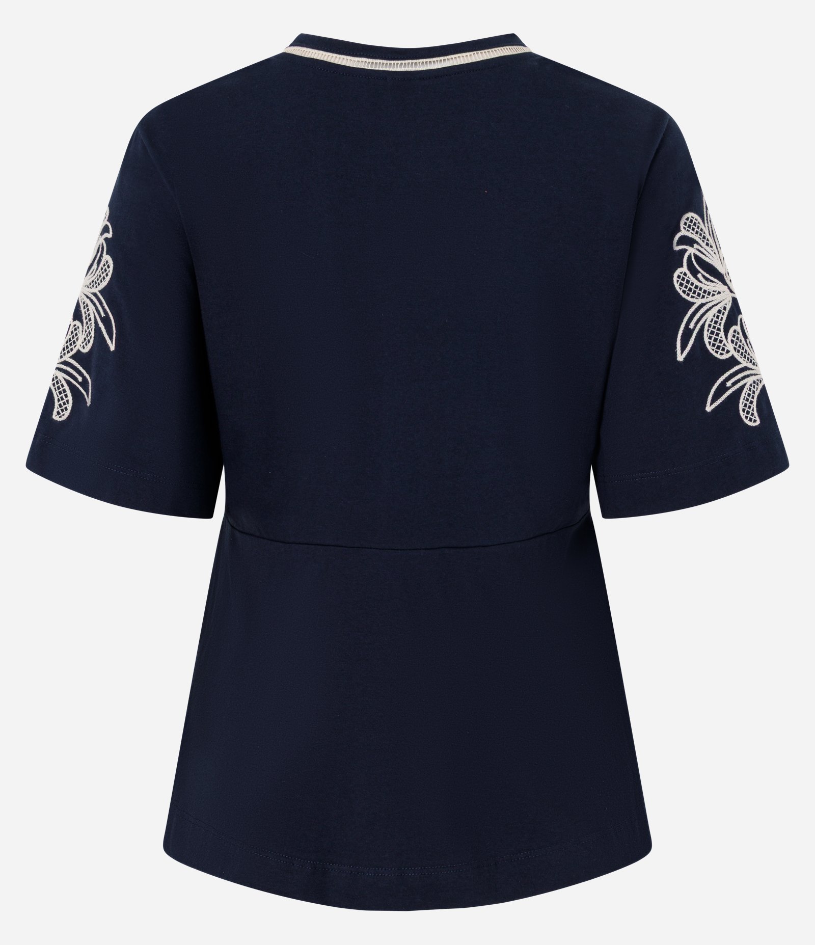Blusa em Algodão com Bordados Florais nas Mangas Azul 7