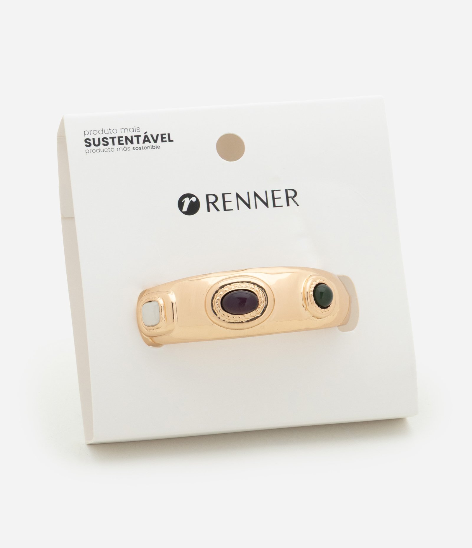 Bracelete Rígido com Aplicações em Resina Dourado 2