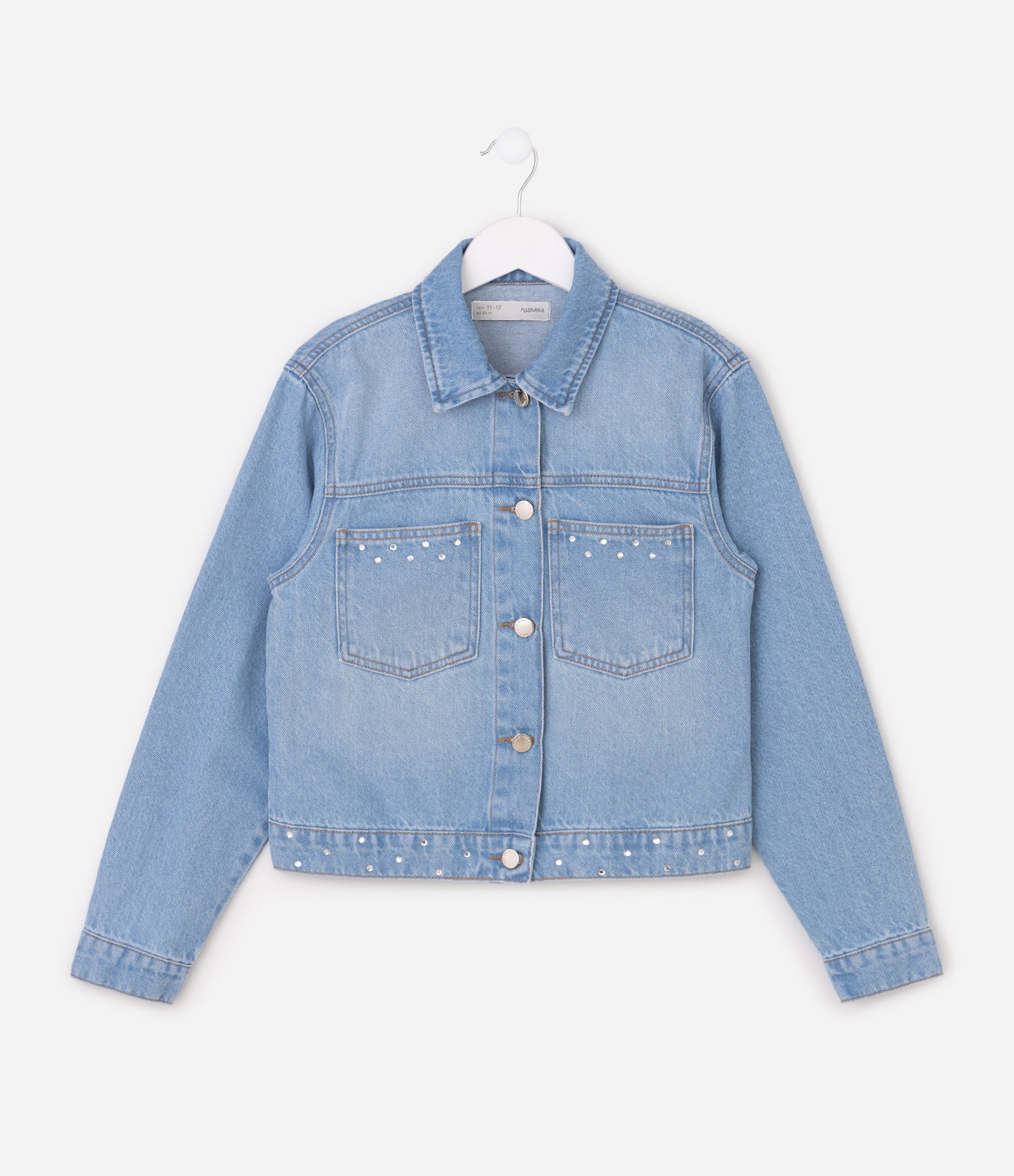 Jaqueta Jeans Infantil com Strass -Tam 5 a 16 Anos Azul 4
