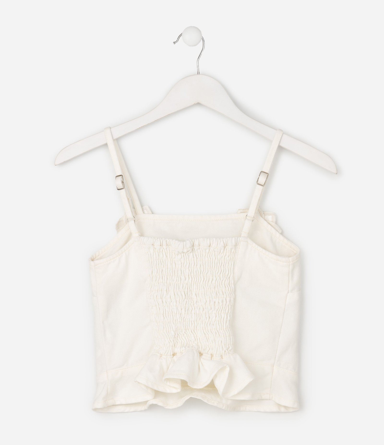 Blusa Infantil em Algodão com Aplicações Florais e Lastex Tam 5 a 16 Anos Bege 4