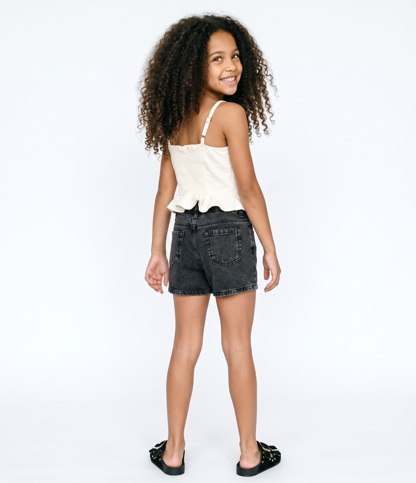 Blusa Infantil em Algodão com Aplicações Florais e Lastex Tam 5 a 16 Anos Bege 7