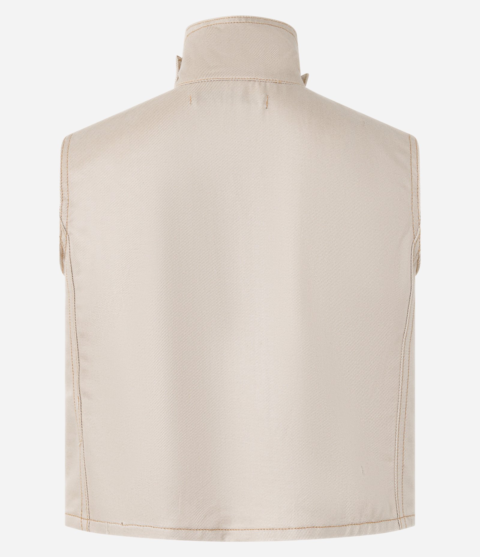 Blusa em Sarja com Funnel Neck e Botão Diferenciado Bege 6
