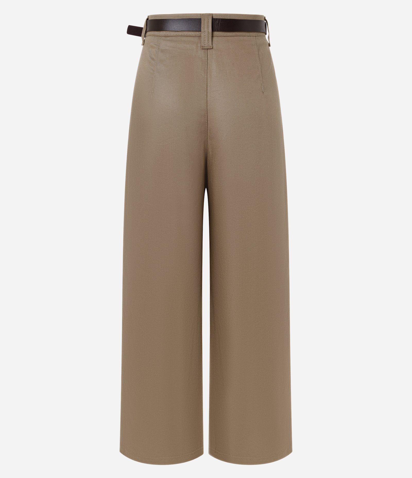 Calça Wide em Sarja Alfaiatada com Cinto Marrom 3
