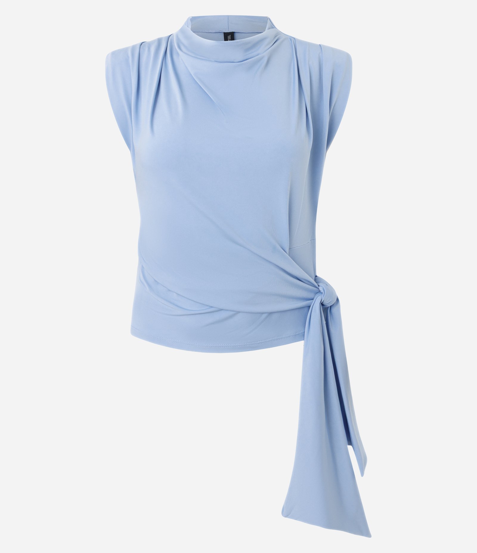 Blusa em Poliamida com Ombreiras e Amarração Lateral Azul 5