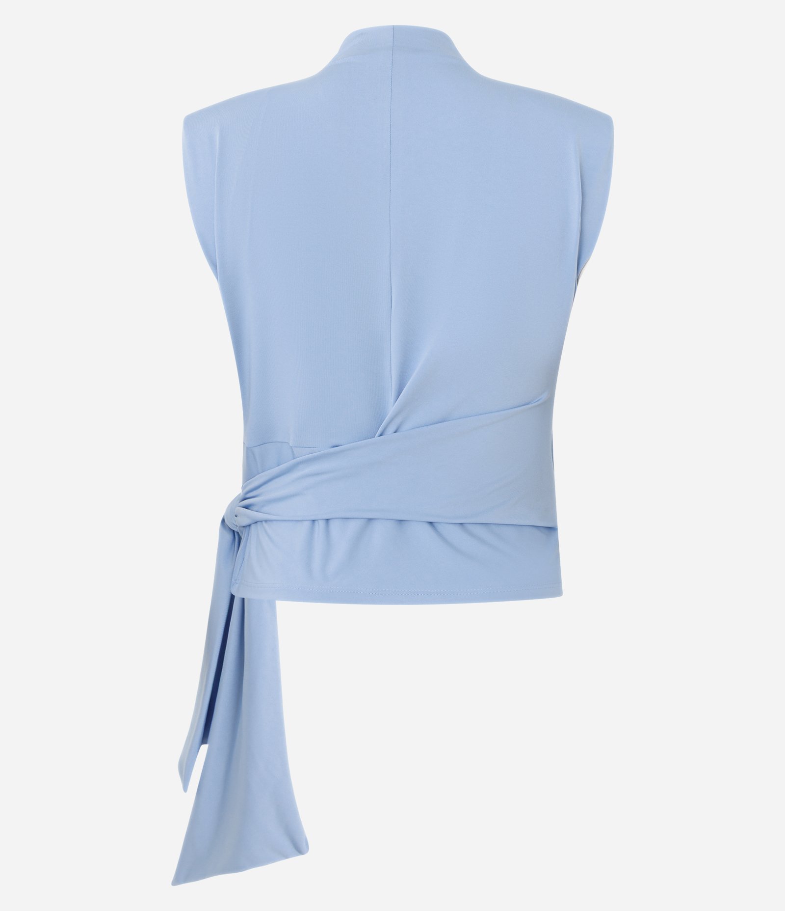 Blusa em Poliamida com Ombreiras e Amarração Lateral Azul 6