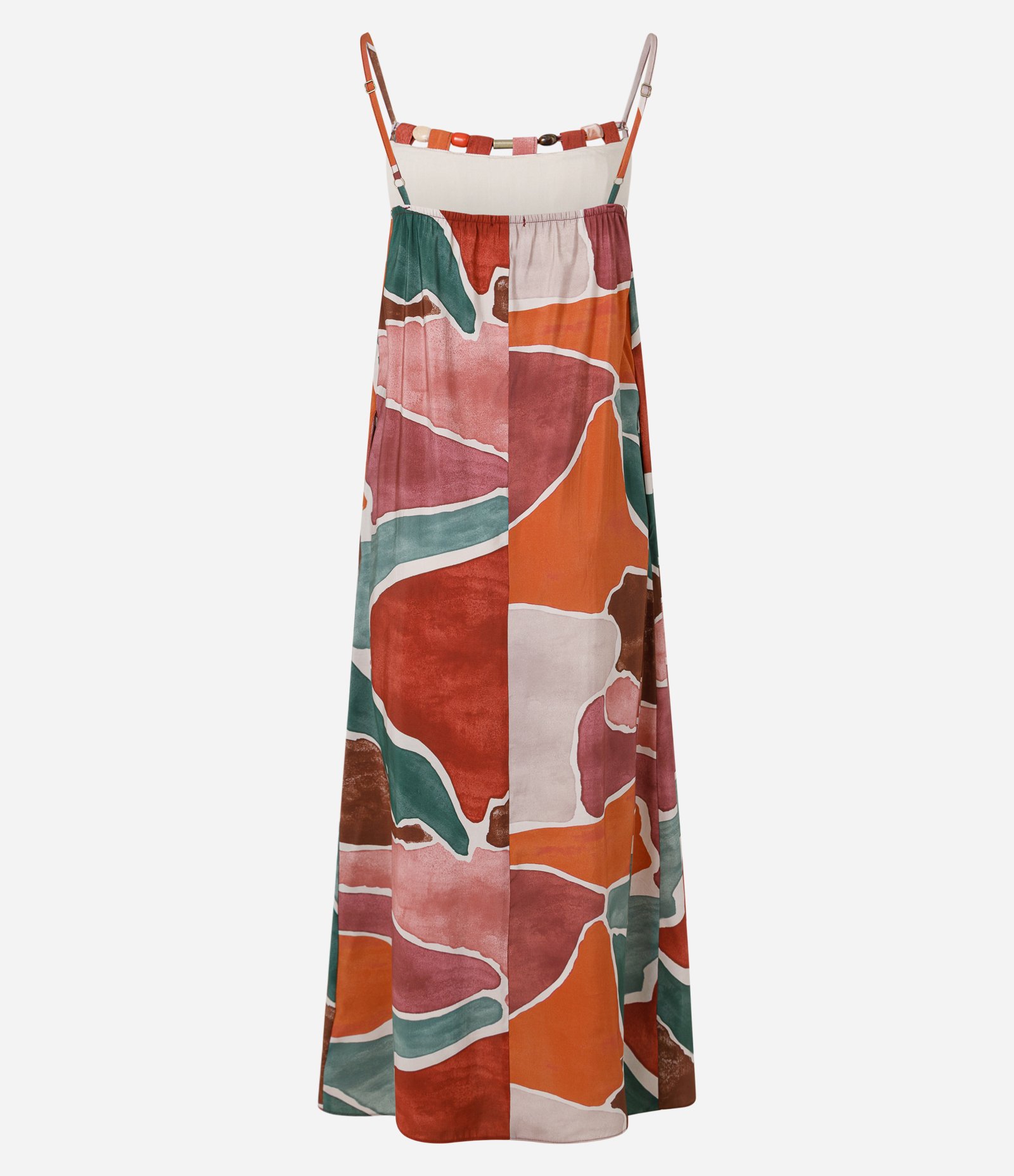 Vestido Midi em Viscose com Alças Finas e Estampa Geométrica Multicores 2