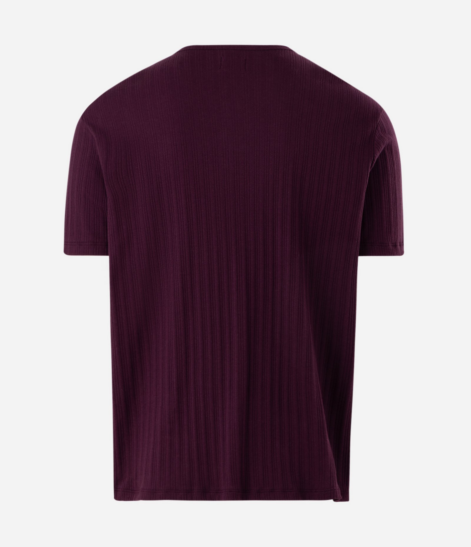 Camiseta Regular em Algodão Texturizada Henley com Botões Vinho 6