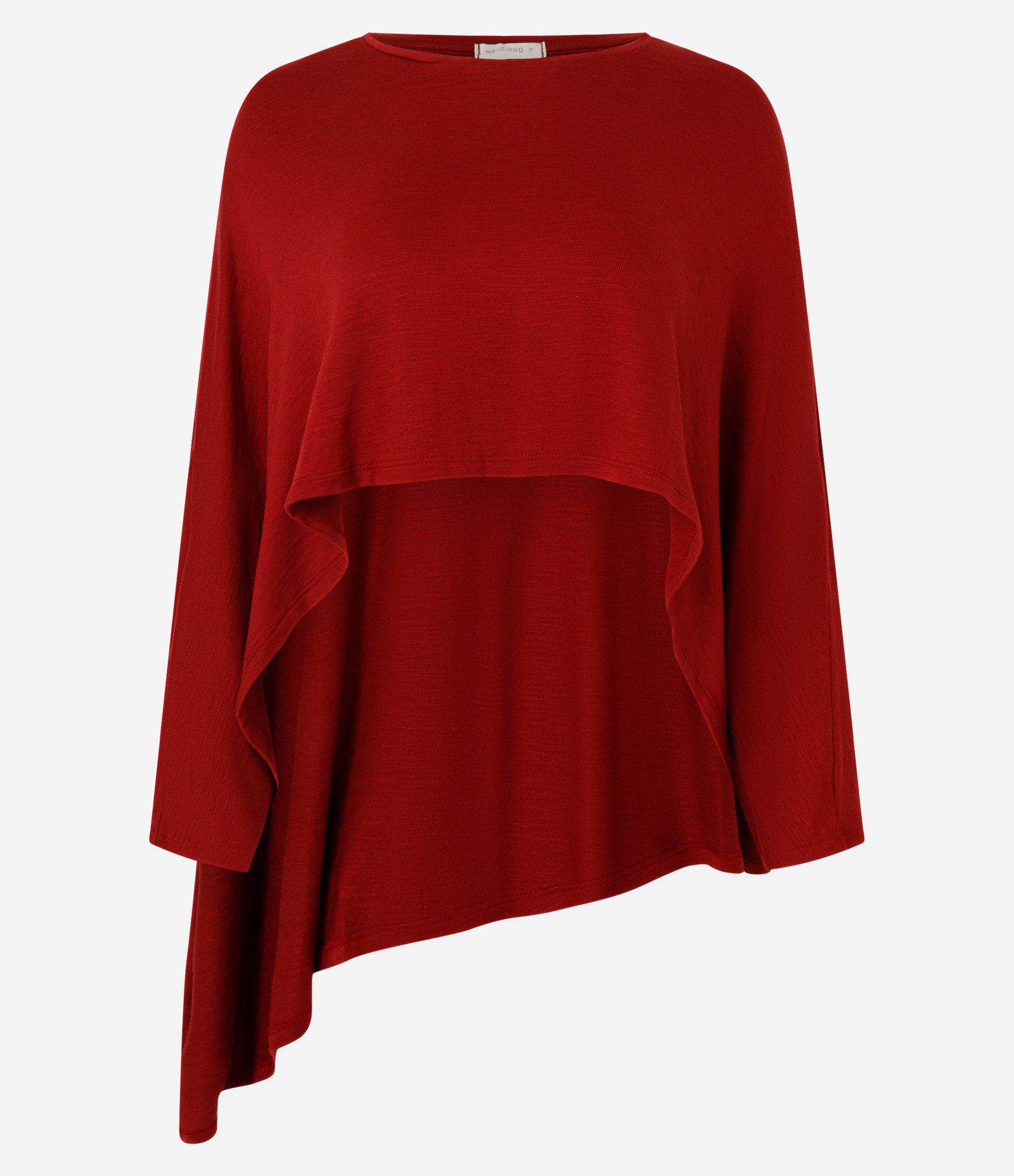 Blusa Capa Cropped em Malha Efeito Tricô com Modelagem Ampla Vermelho 5