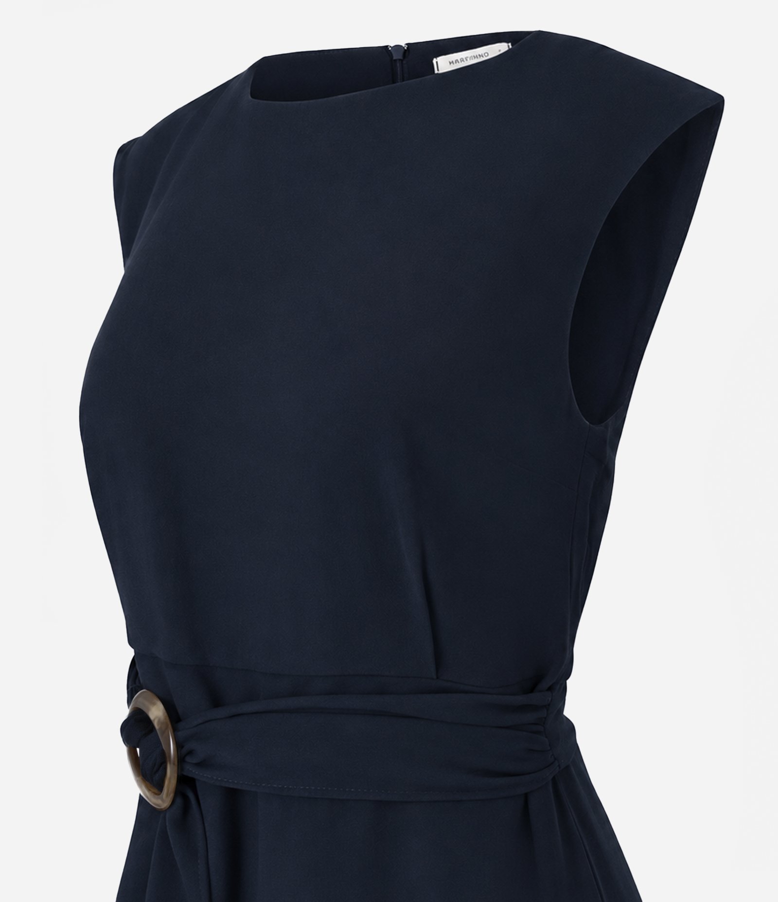 Vestido Viscose Com Faixa Para Amarração Fixa e Fivela Azul 2