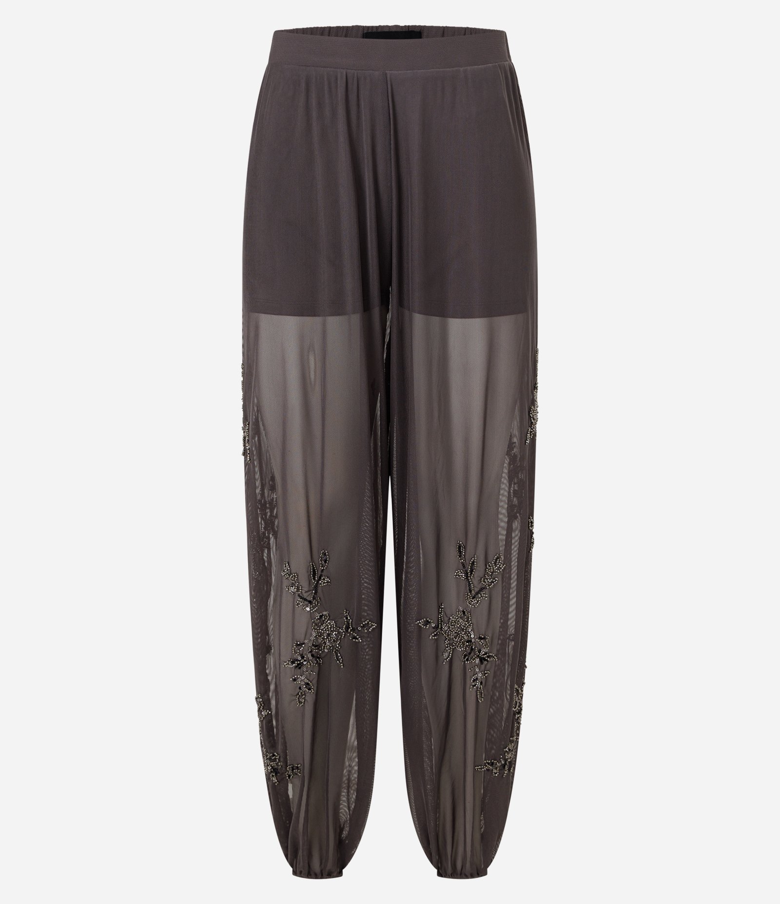 Calça Aladim em Tule com Bordado em Pedrarias Marrom 5