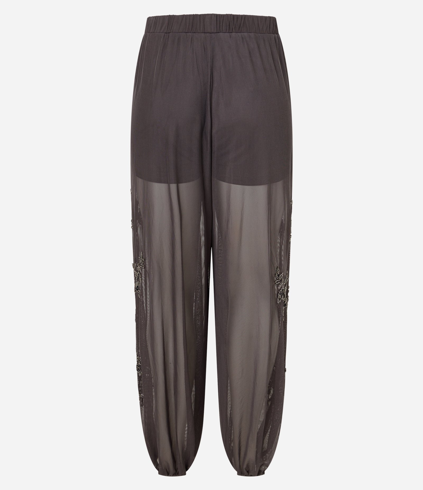 Calça Aladim em Tule com Bordado em Pedrarias Marrom 6
