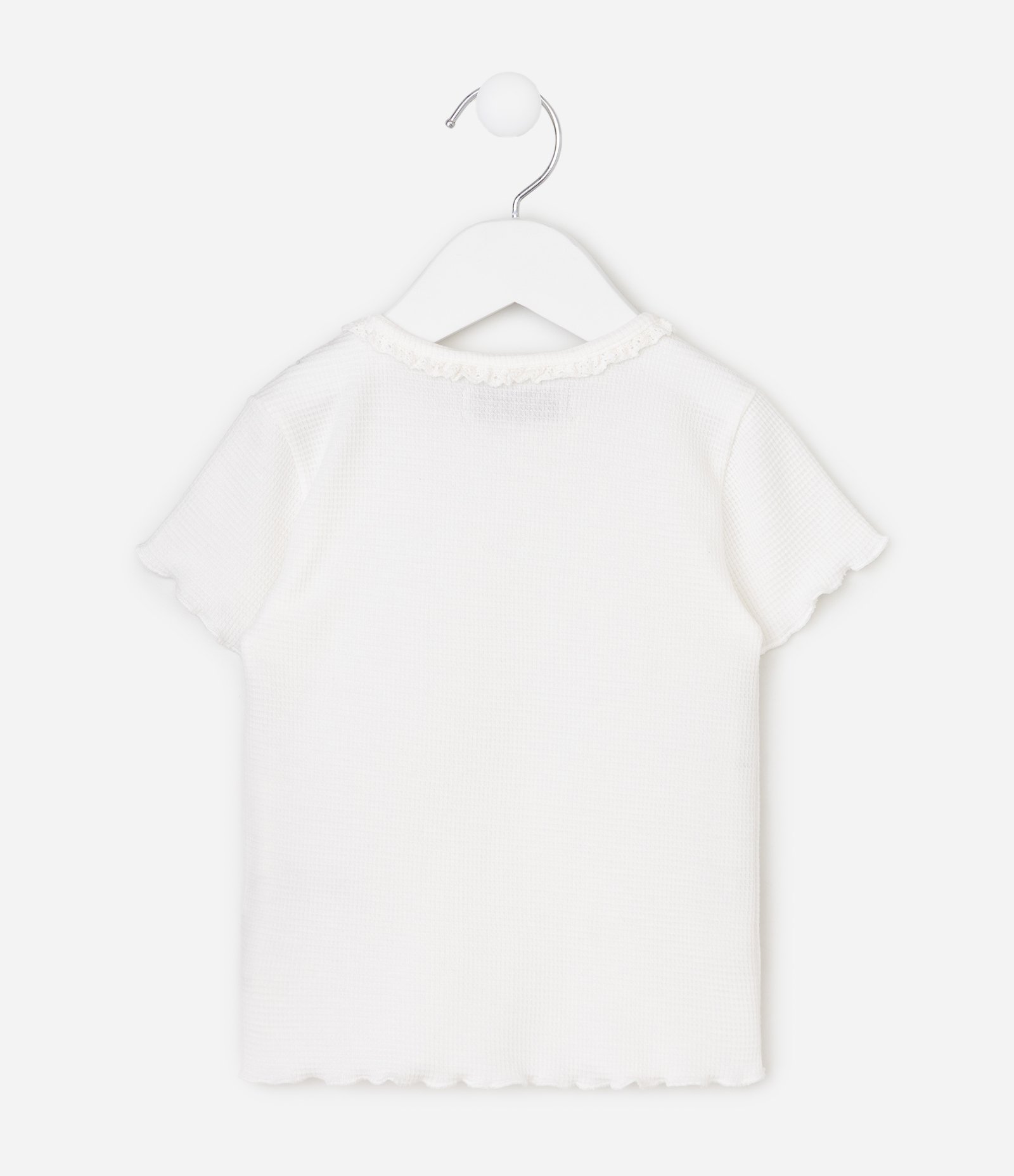 Camiseta Slim em Ribana com Babadinho na Gola - Tam 1 a 6 Anos Branco 3