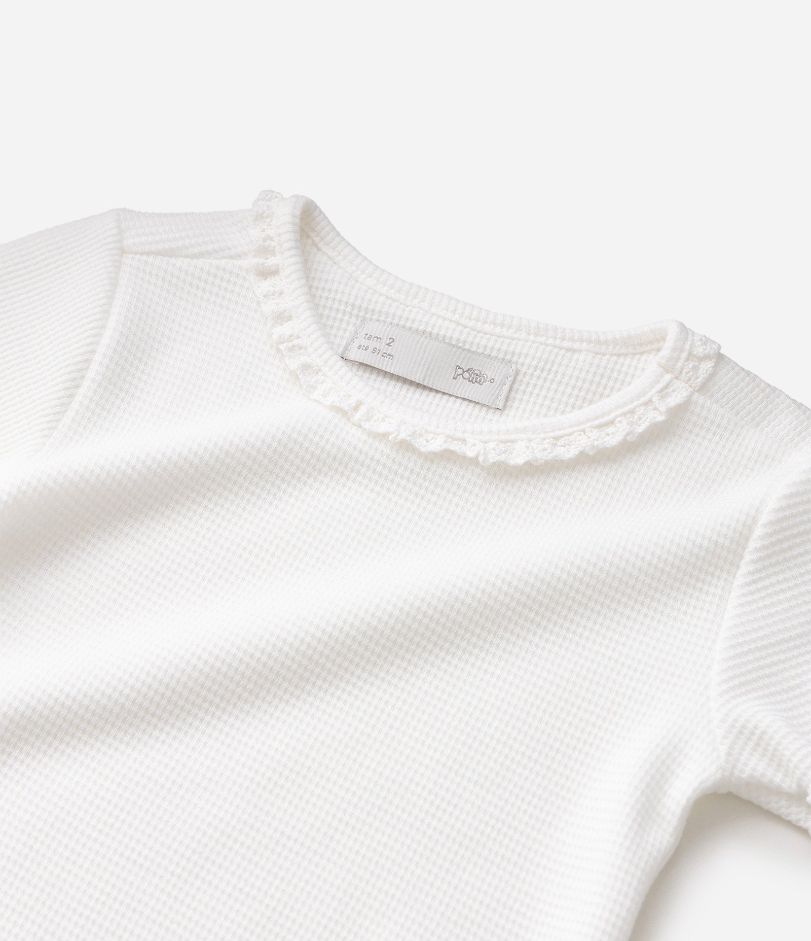 Camiseta Slim em Ribana com Babadinho na Gola - Tam 1 a 6 Anos Branco 5