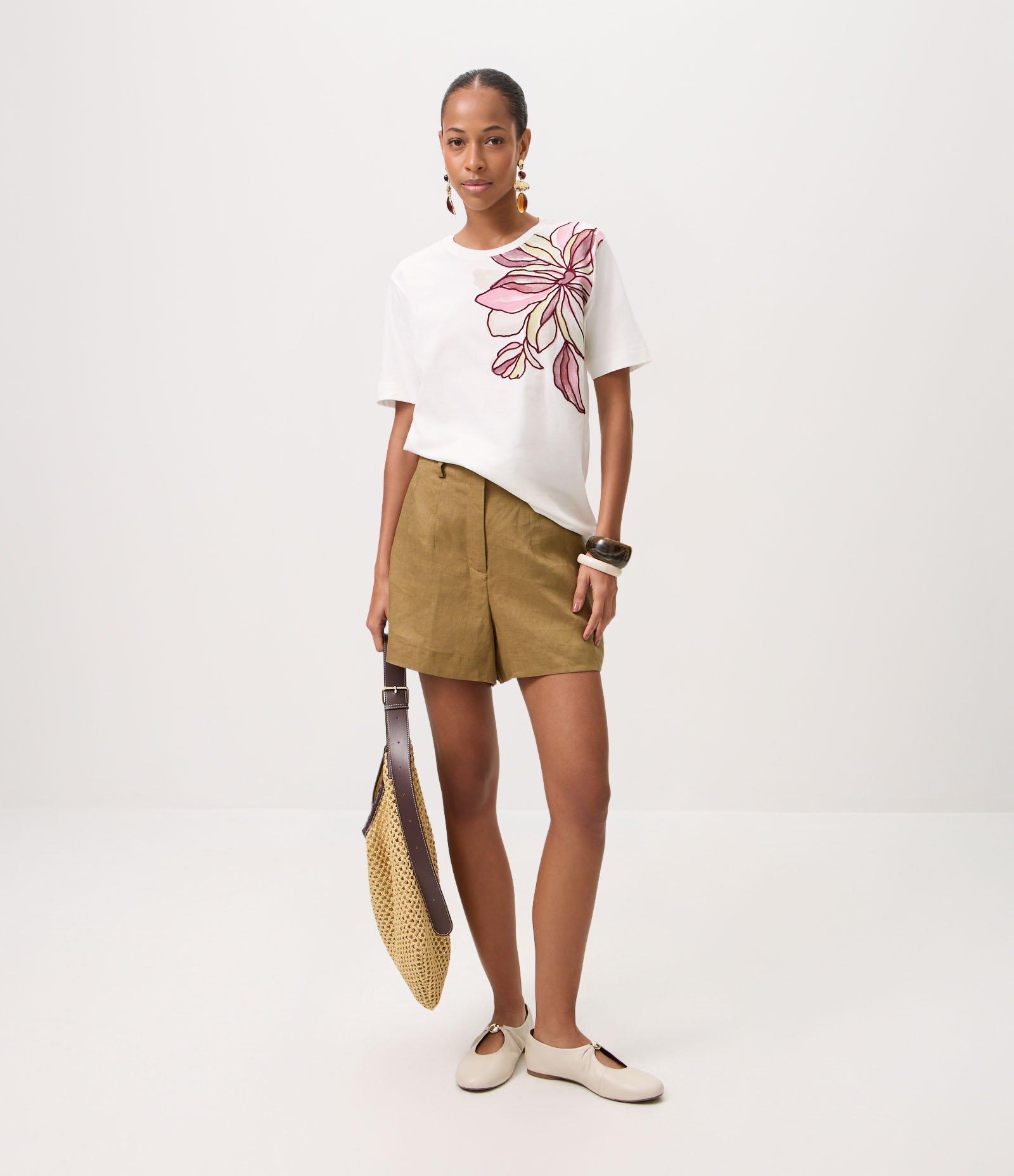 Blusa Em Algodão com Bordado Floral Localizado Branco 2
