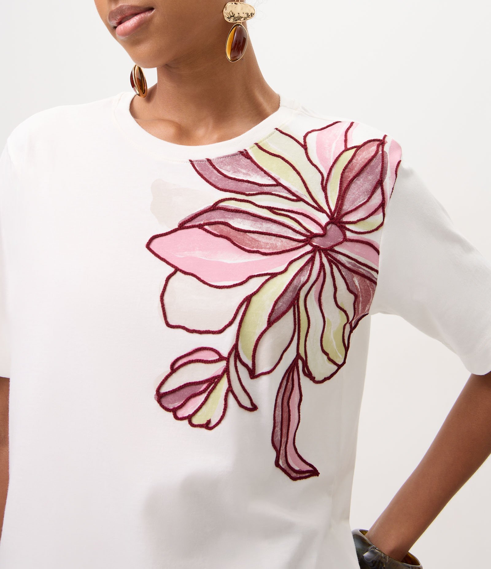 Blusa Em Algodão com Bordado Floral Localizado Branco 3