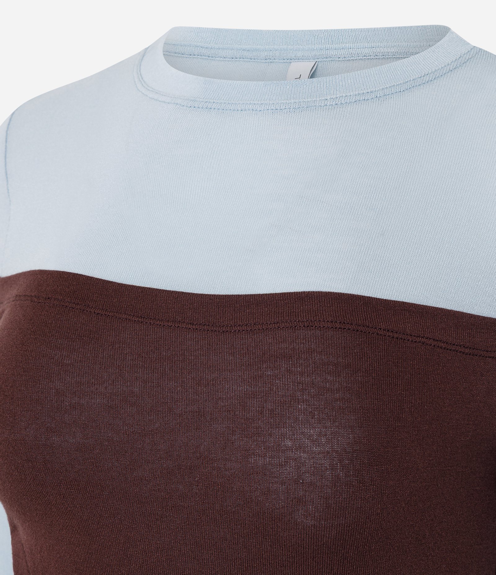 Blusa com Sobreposição Assimétrica e Recorte Lateral Azul/Marrom 6