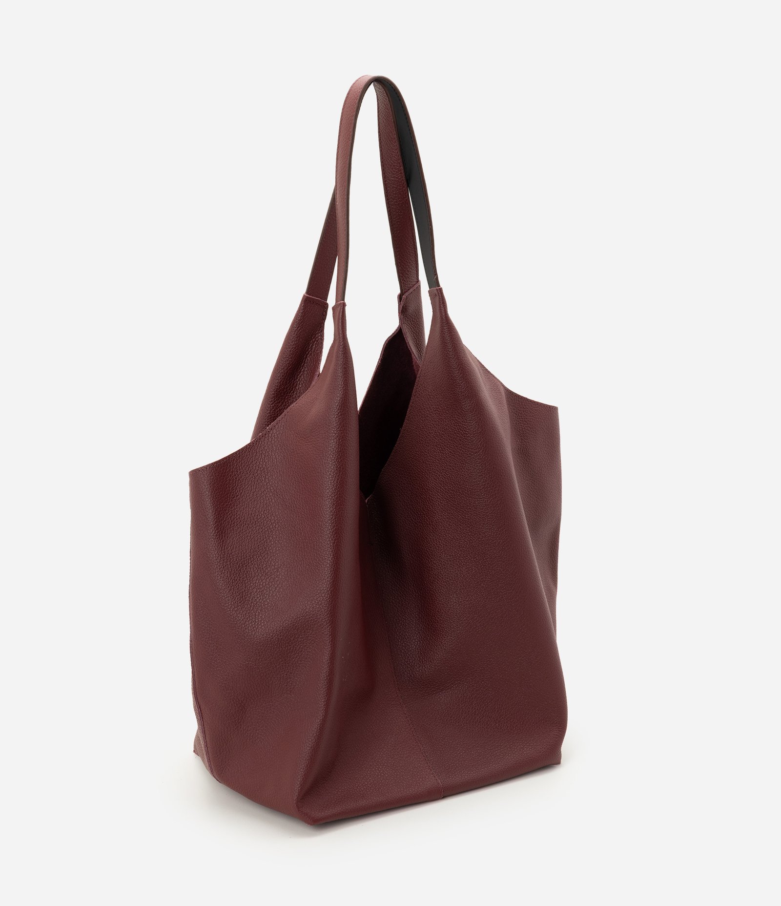 Bolsa Hobo Grande em Couro com Fechamento por Mosquetão Vinho 1