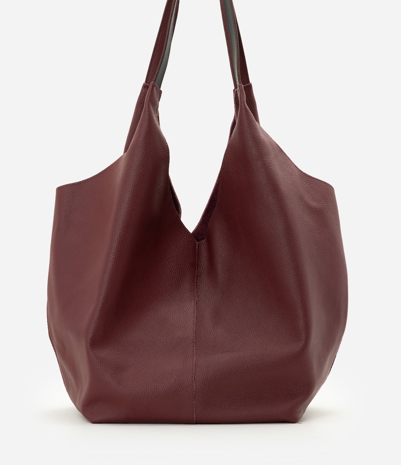 Bolsa Hobo Grande em Couro com Fechamento por Mosquetão Vinho 2