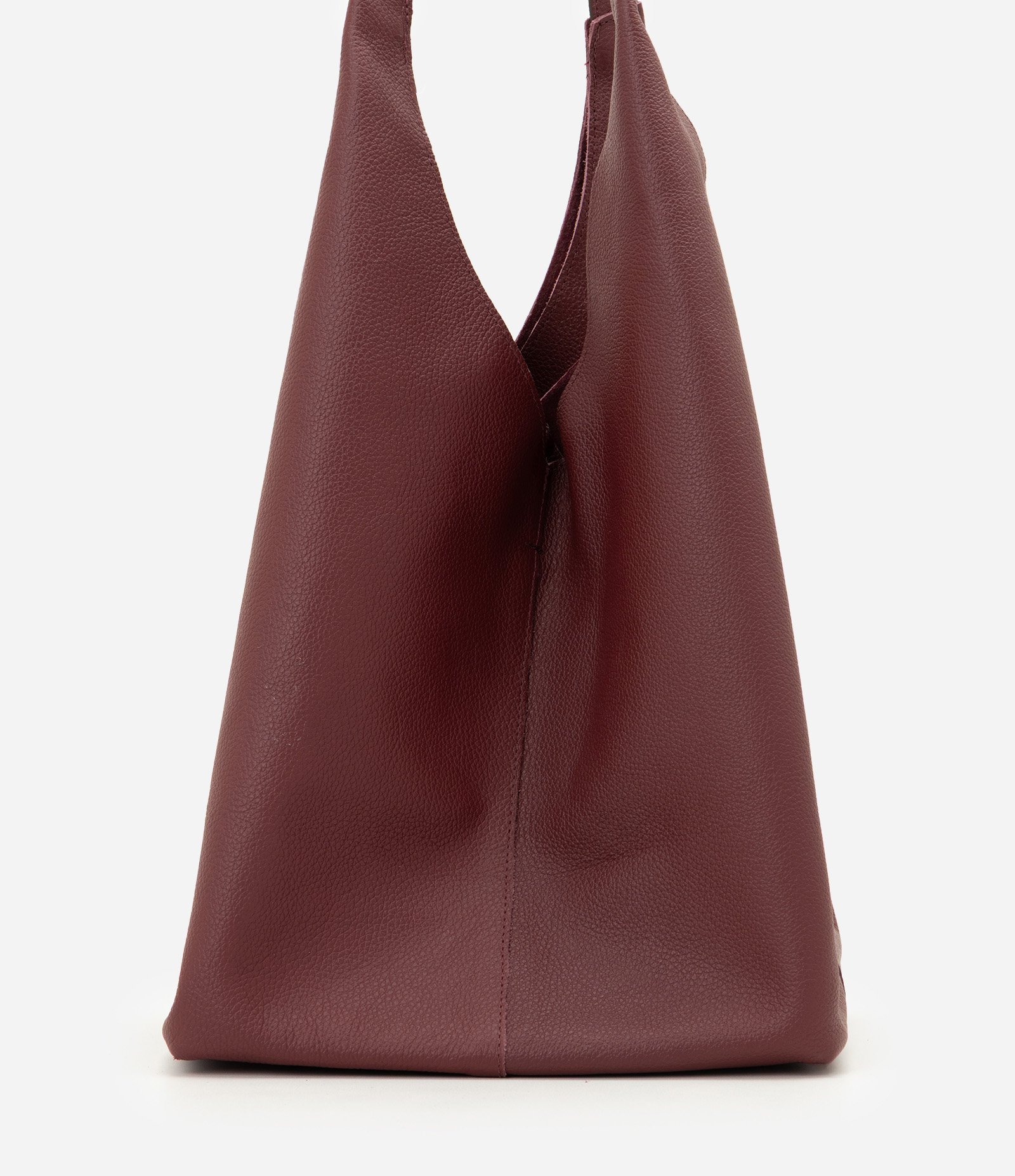 Bolsa Hobo Grande em Couro com Fechamento por Mosquetão Vinho 3