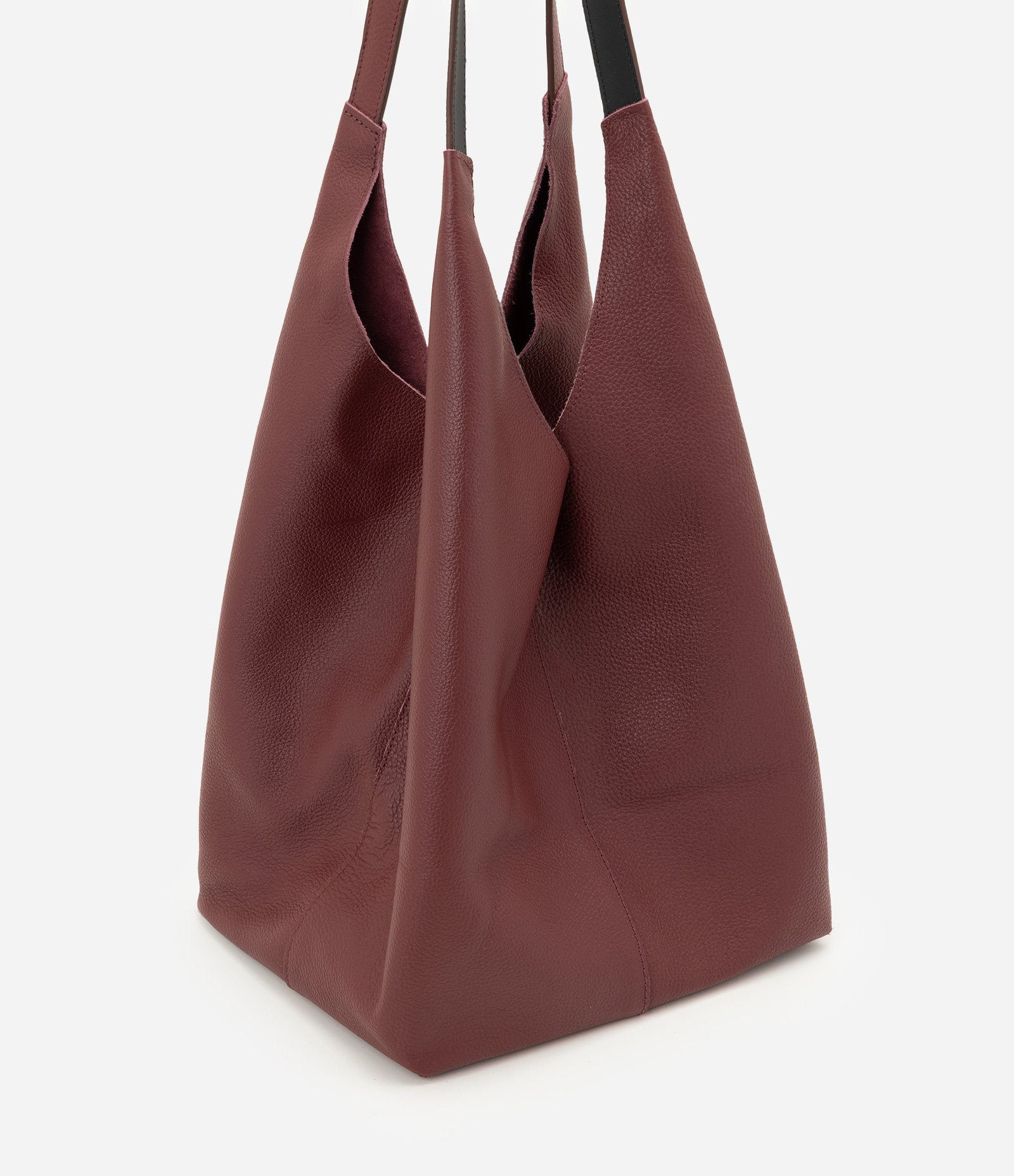 Bolsa Hobo Grande em Couro com Fechamento por Mosquetão Vinho 5