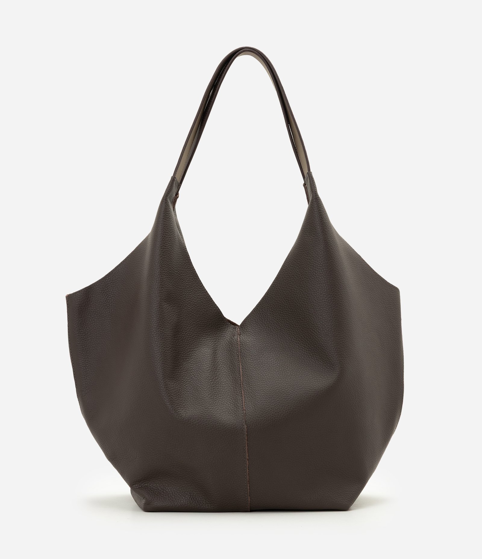 Bolsa Hobo Grande em Couro com Fechamento por Mosquetão Marrom 3
