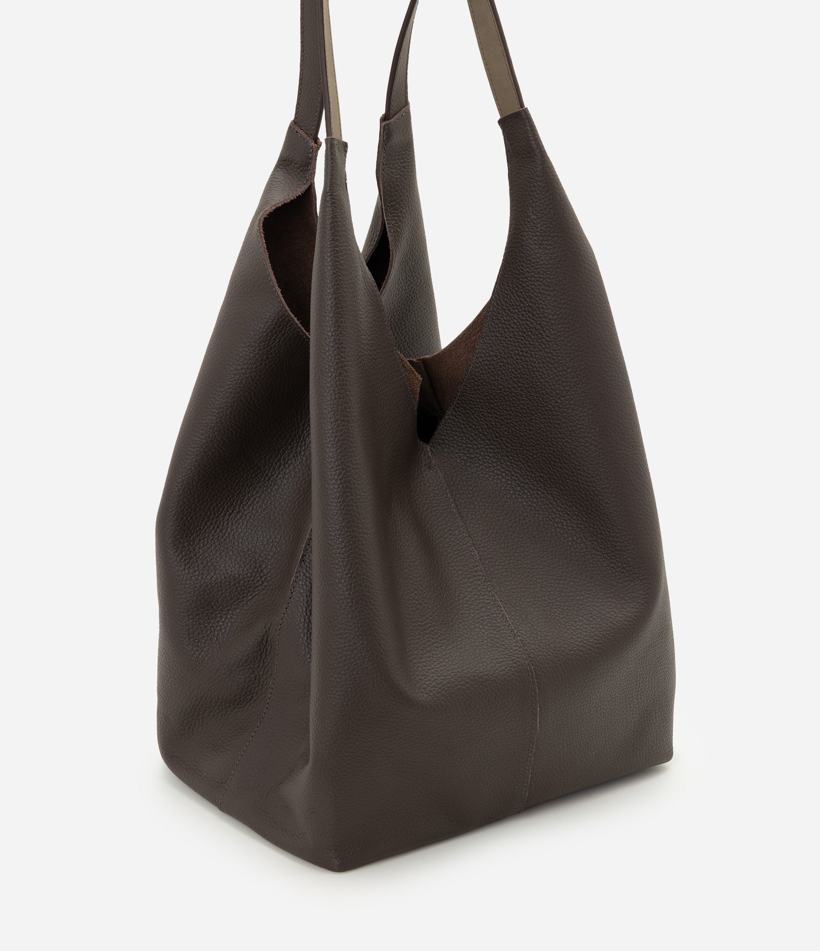 Bolsa Hobo Grande em Couro com Fechamento por Mosquetão Marrom 5