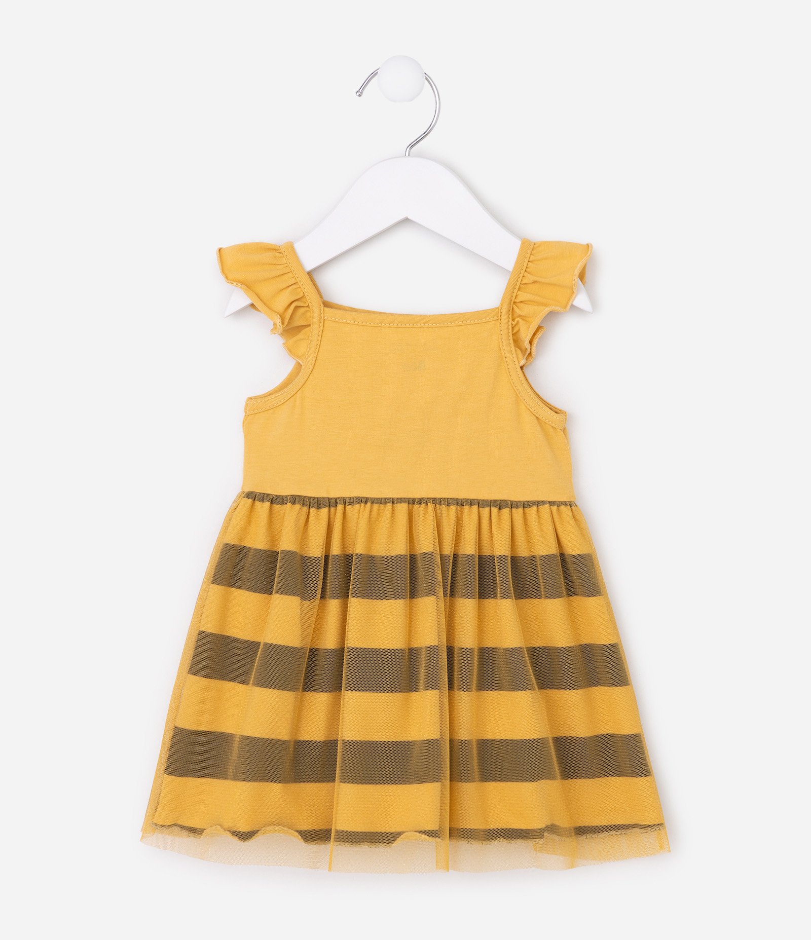 Vestido Body Bebê de Abelhinha - Tam RN a 18 Meses Amarelo 6