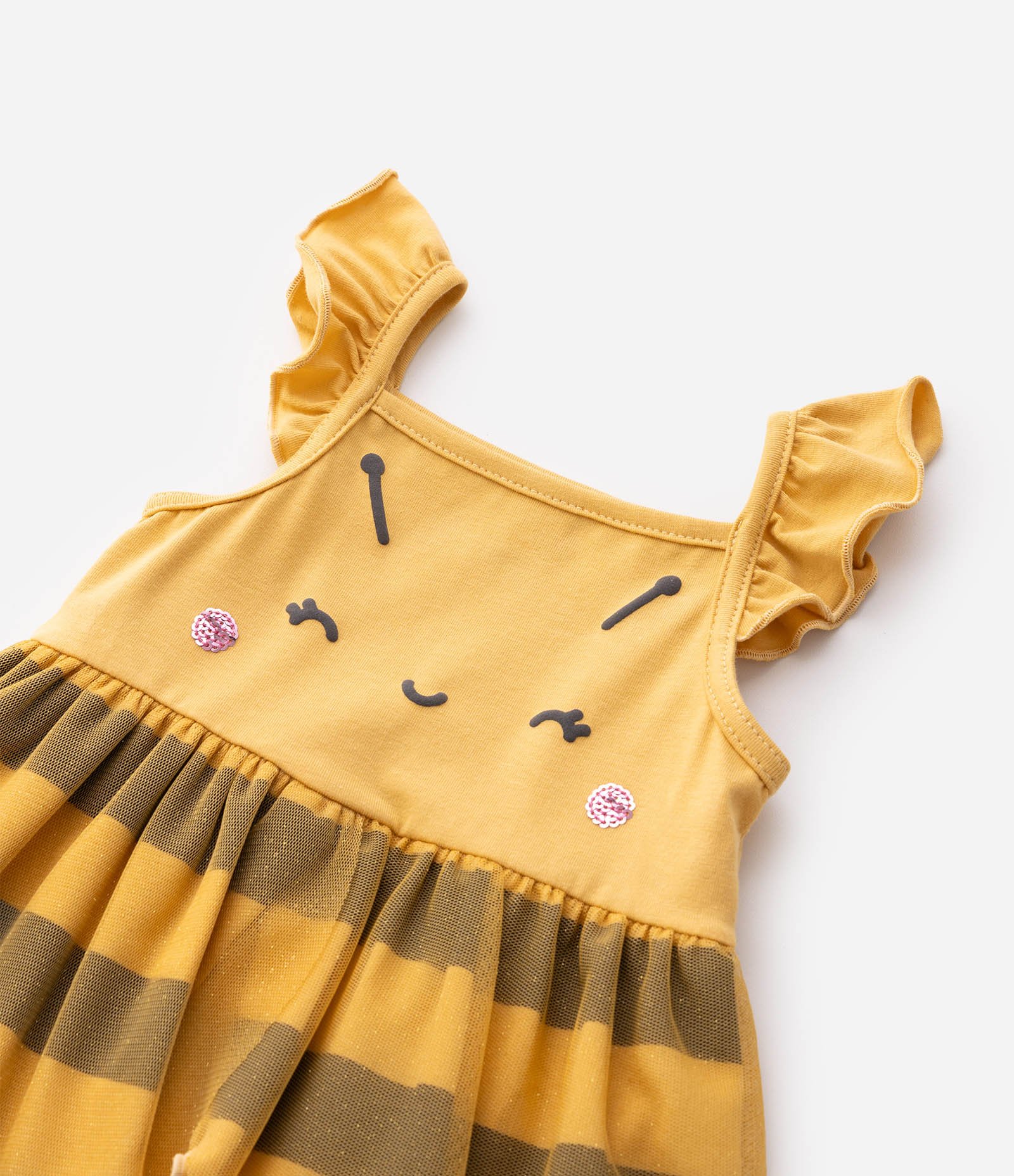 Vestido Body Bebê de Abelhinha - Tam RN a 18 Meses Amarelo 8