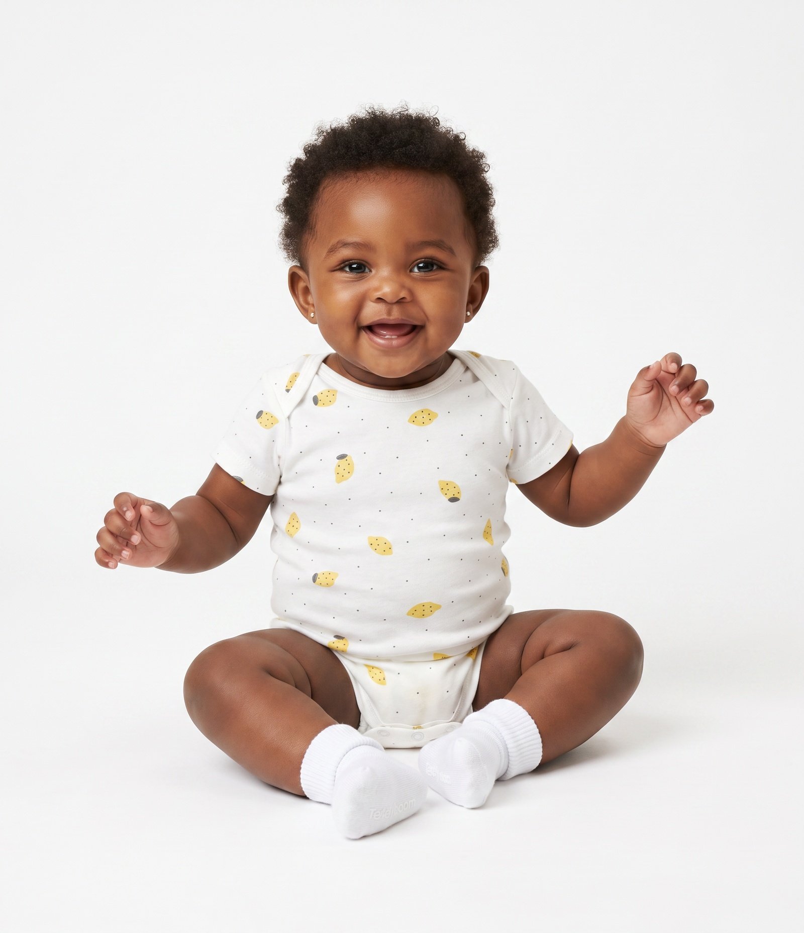 Body Bebê Em Algodão limões Mini - Tam -3 a 18 Meses Bege 1