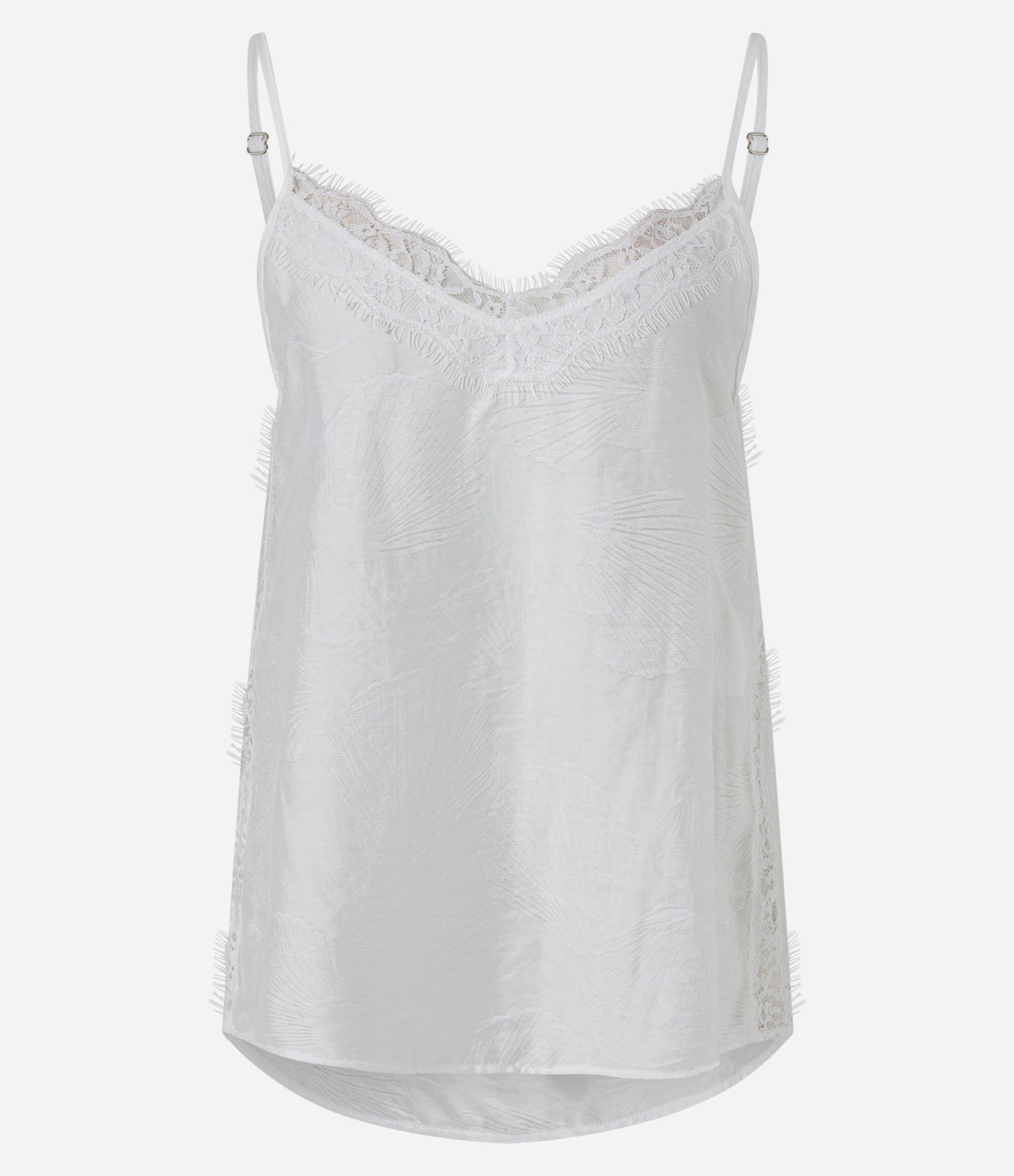 Blusa em Viscose Jacquard com Decote Rendado Branco 5