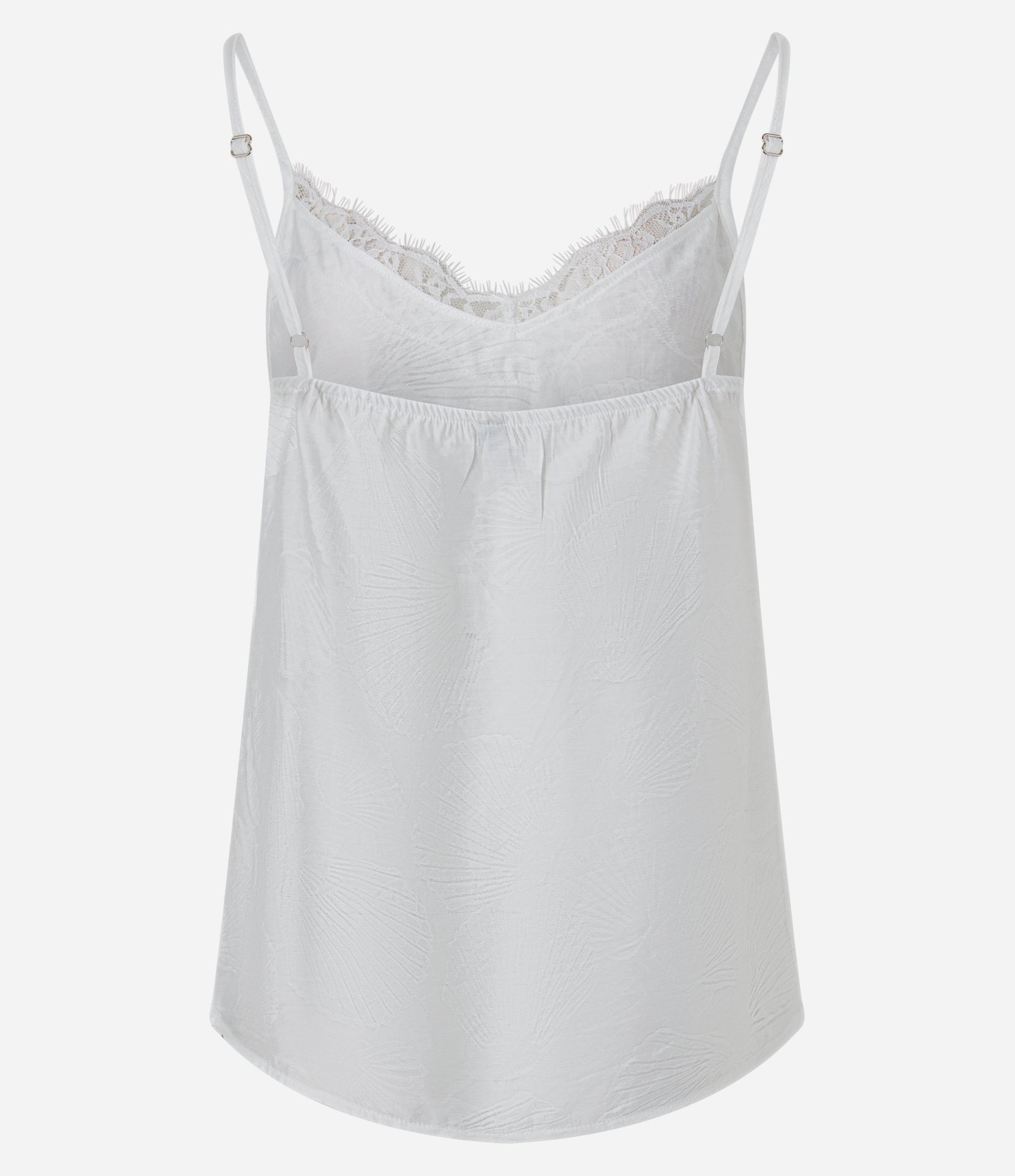 Blusa em Viscose Jacquard com Decote Rendado Branco 7
