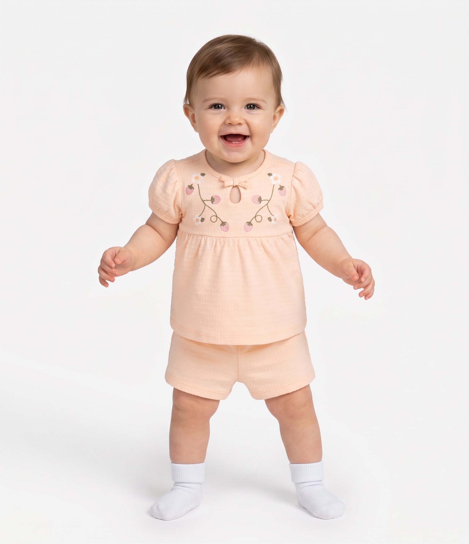 Conjunto Bebê com Bordado Floral - Tam 0 a 18 Meses Amarelo 2