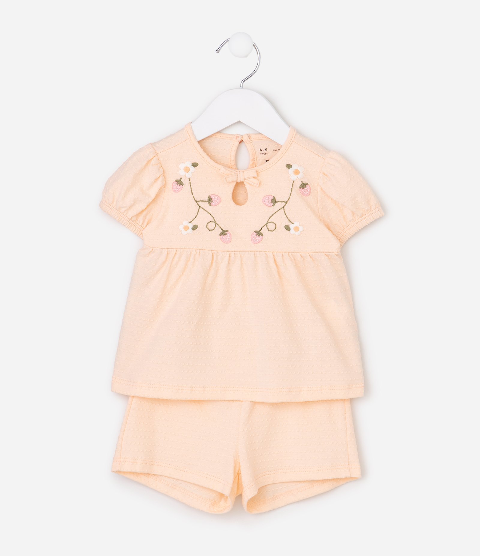 Conjunto Bebê com Bordado Floral - Tam 0 a 18 Meses Amarelo 5