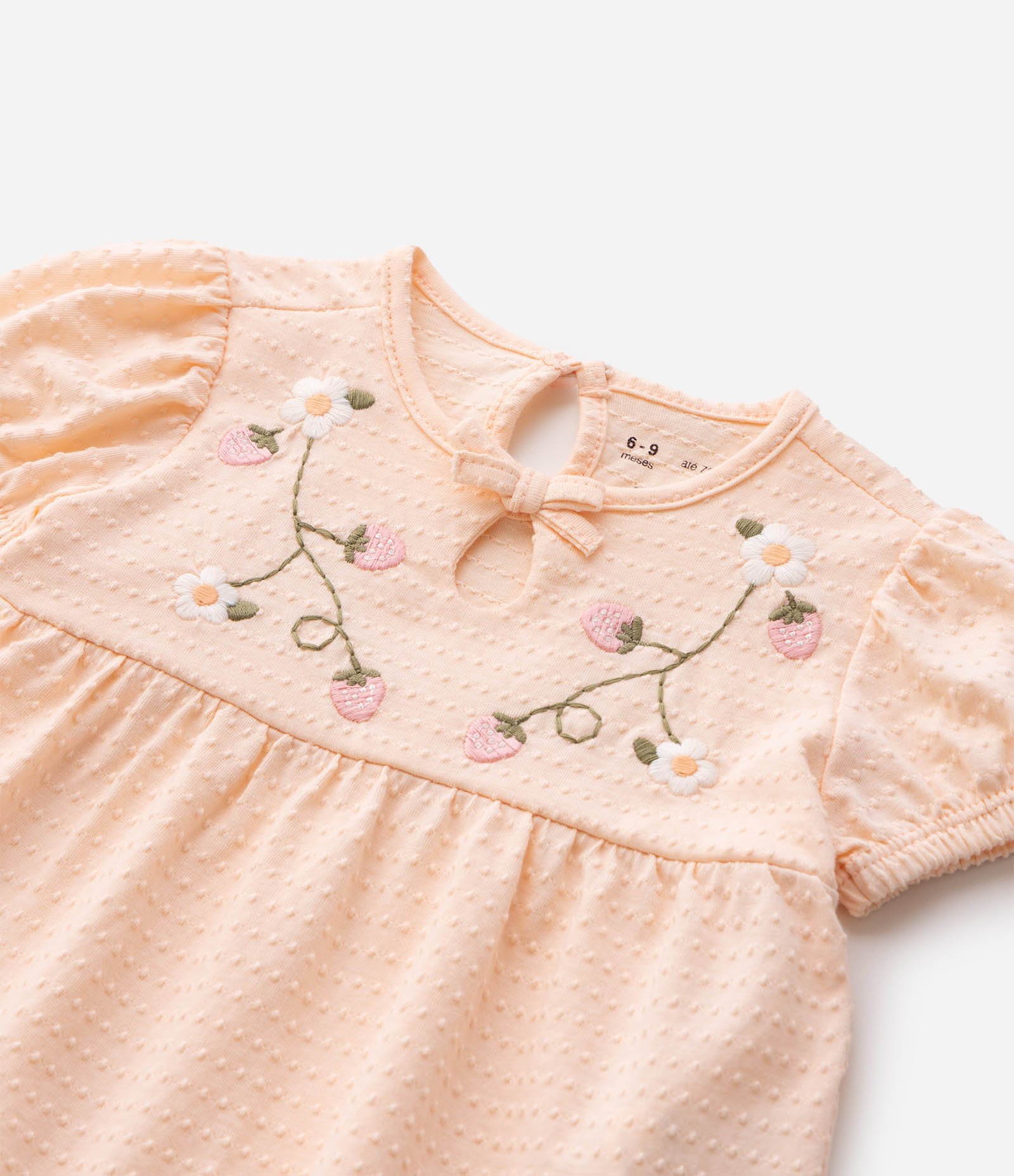 Conjunto Bebê com Bordado Floral - Tam 0 a 18 Meses Amarelo 8