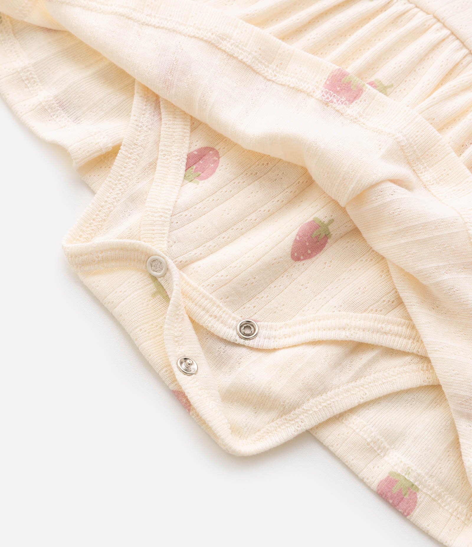 Vestido Body Infantil Em Algodão Estampa Morango - Tam 0 a 18 Meses Bege 3
