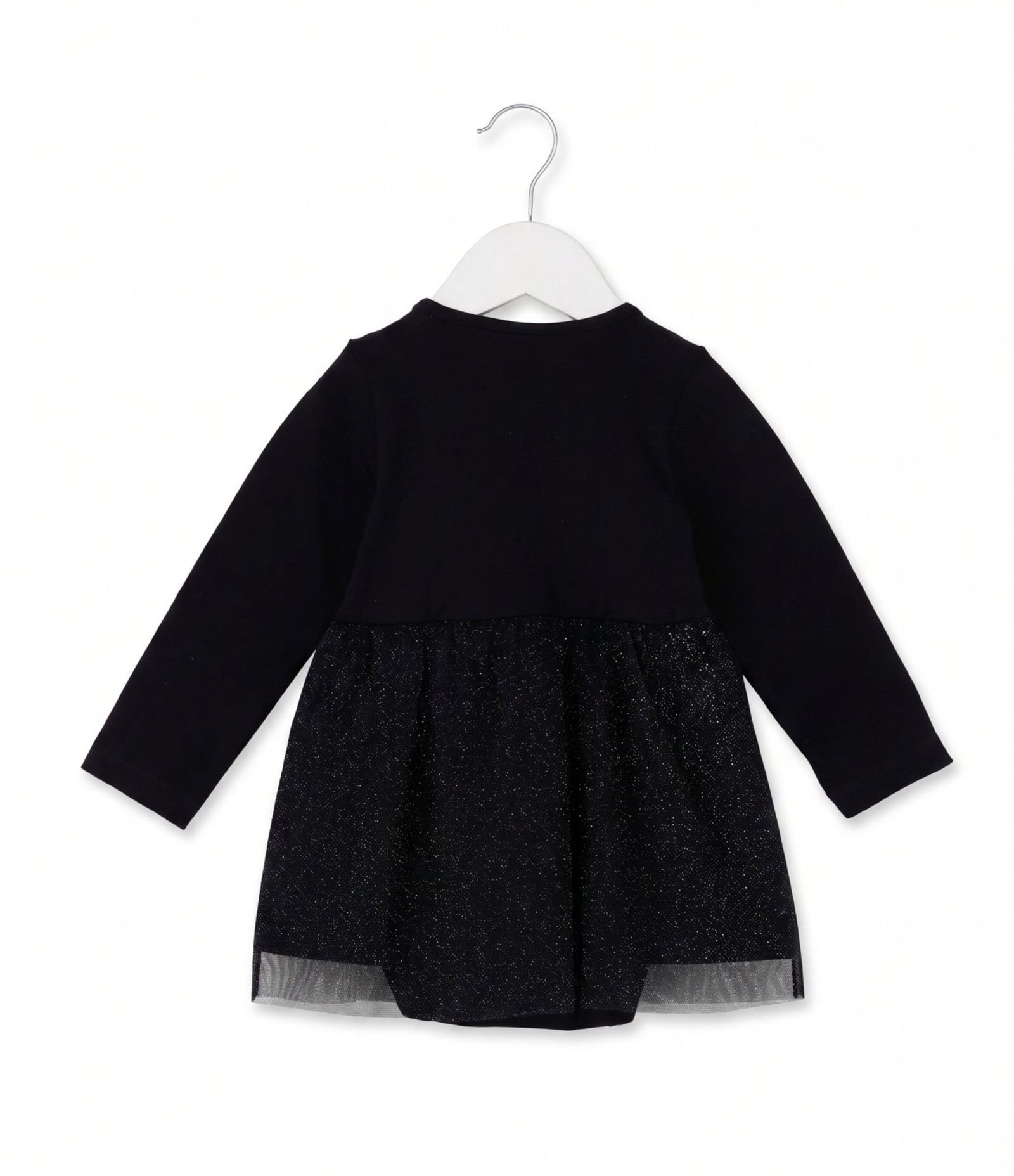 Vestido Body Bebê em Tule com Estampa Morceguinha - Tam 0 a 18 Meses Preto 5